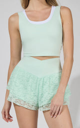Lux Veda Bra Tank with Ruffled Short Set - 90 Degree by Reflex
