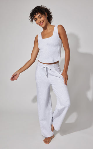 Terry Corset Tank & Fleece Wide Leg Pant Set - 90 Degree by Reflex