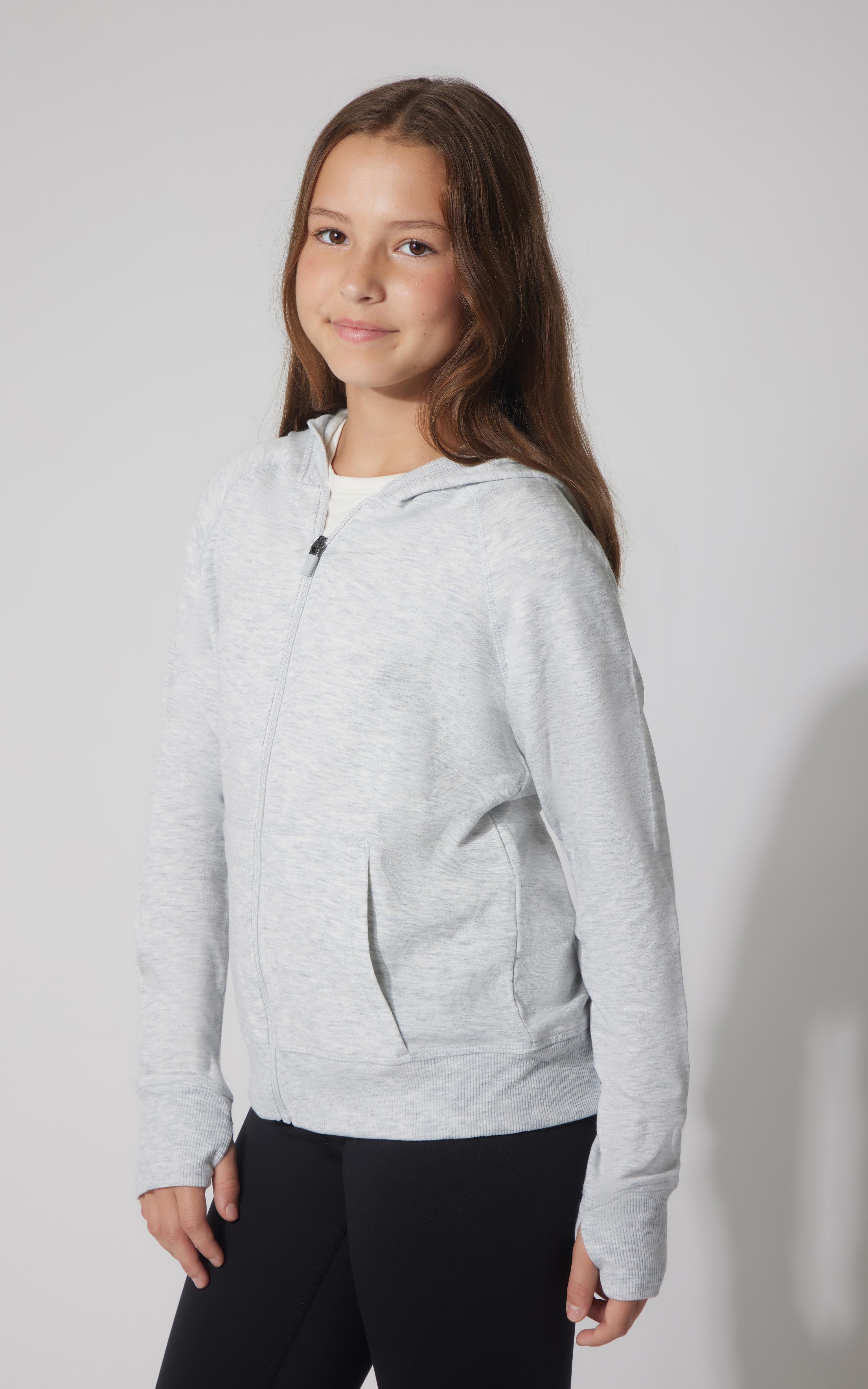 Girls Brushed Full Zip Hooded Jacket - 90 Degree by Reflex