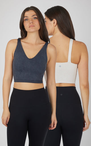 2 PK Stone Wash V-Neck Tank - Our Stone Story - 90 Degree by Reflex