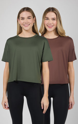 2 Pack Super Soft Deluxe Boxy Cropped Tee - 90 Degree by Reflex