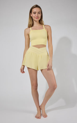 Seamless Ribbed Bra Tank w Crossover Waistband Skort - 90 Degree by Reflex