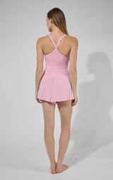 Seamless Ribbed Bra Tank w Crossover Waistband Skort - 90 Degree by Reflex