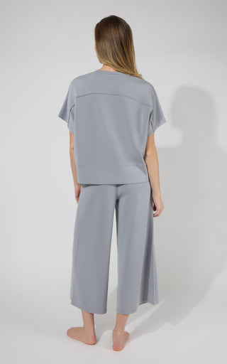 Sandwashed Softlite Hi-Low Hem Tee + Wide Leg Pant w/Drawstring Set - 90 Degree by Reflex
