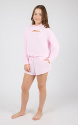 Girls Supreme Waffle Zoe Hoodie & Short Set - 90 Degree by Reflex