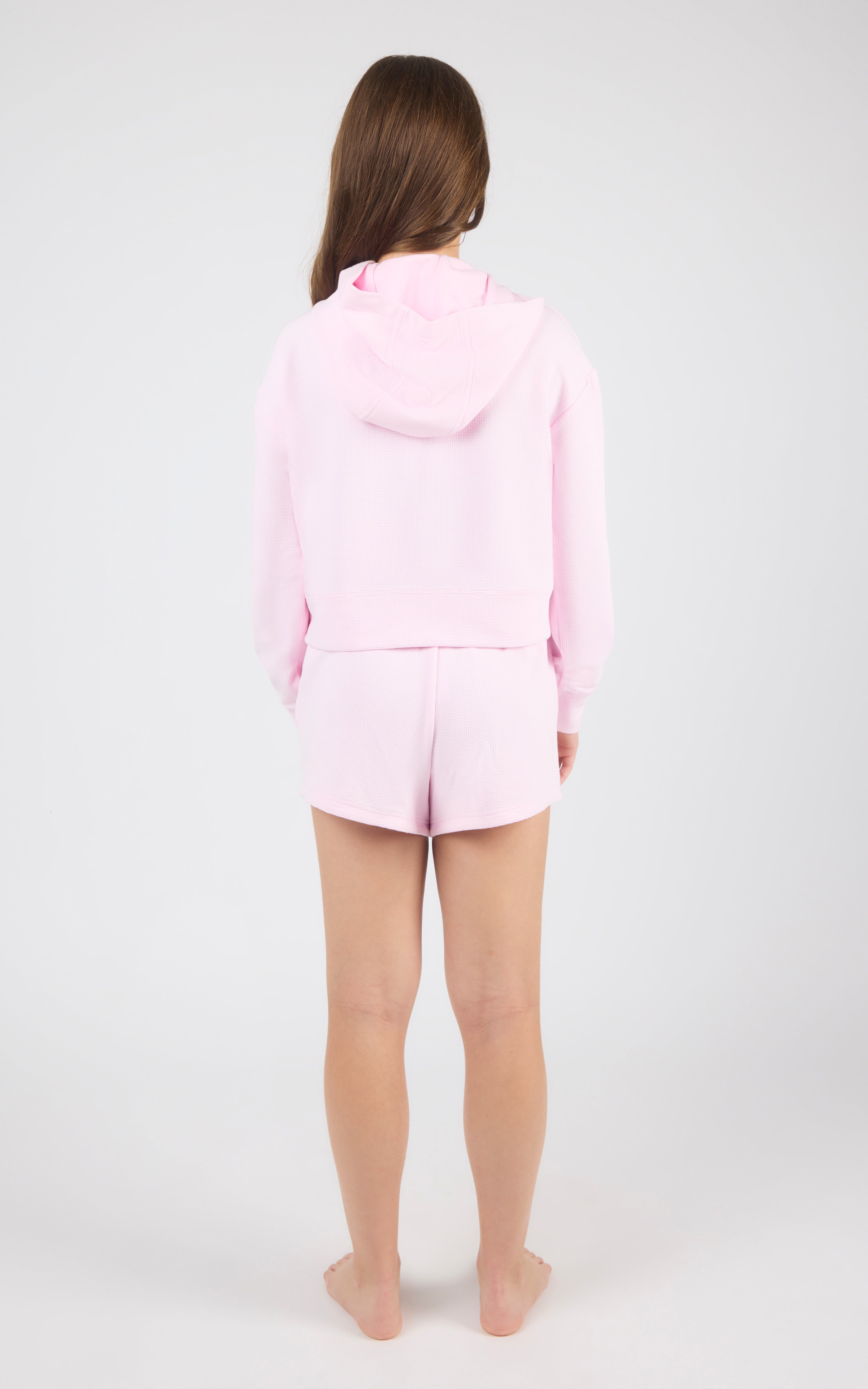 Girls Supreme Waffle Zoe Hoodie & Short Set - 90 Degree by Reflex