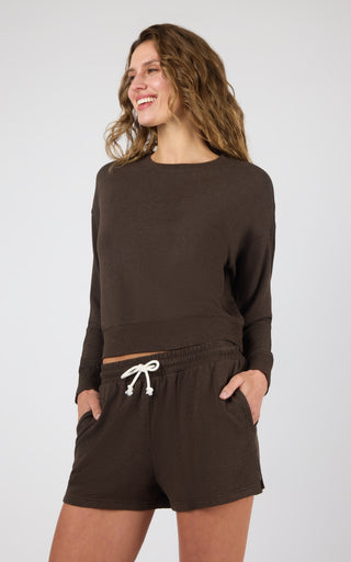 Terry Sunset Bay Meet & Greet L/S Pullover Top + Terry Sunset Bay Short w/ Side Slit and Drawcord 2P - 90 Degree by Reflex