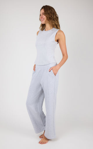 Ribbed Tank & Loop Terry Wide Leg Pant Set - 90 Degree by Reflex