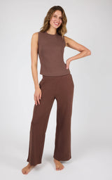 Ribbed Tank & Loop Terry Wide Leg Pant Set