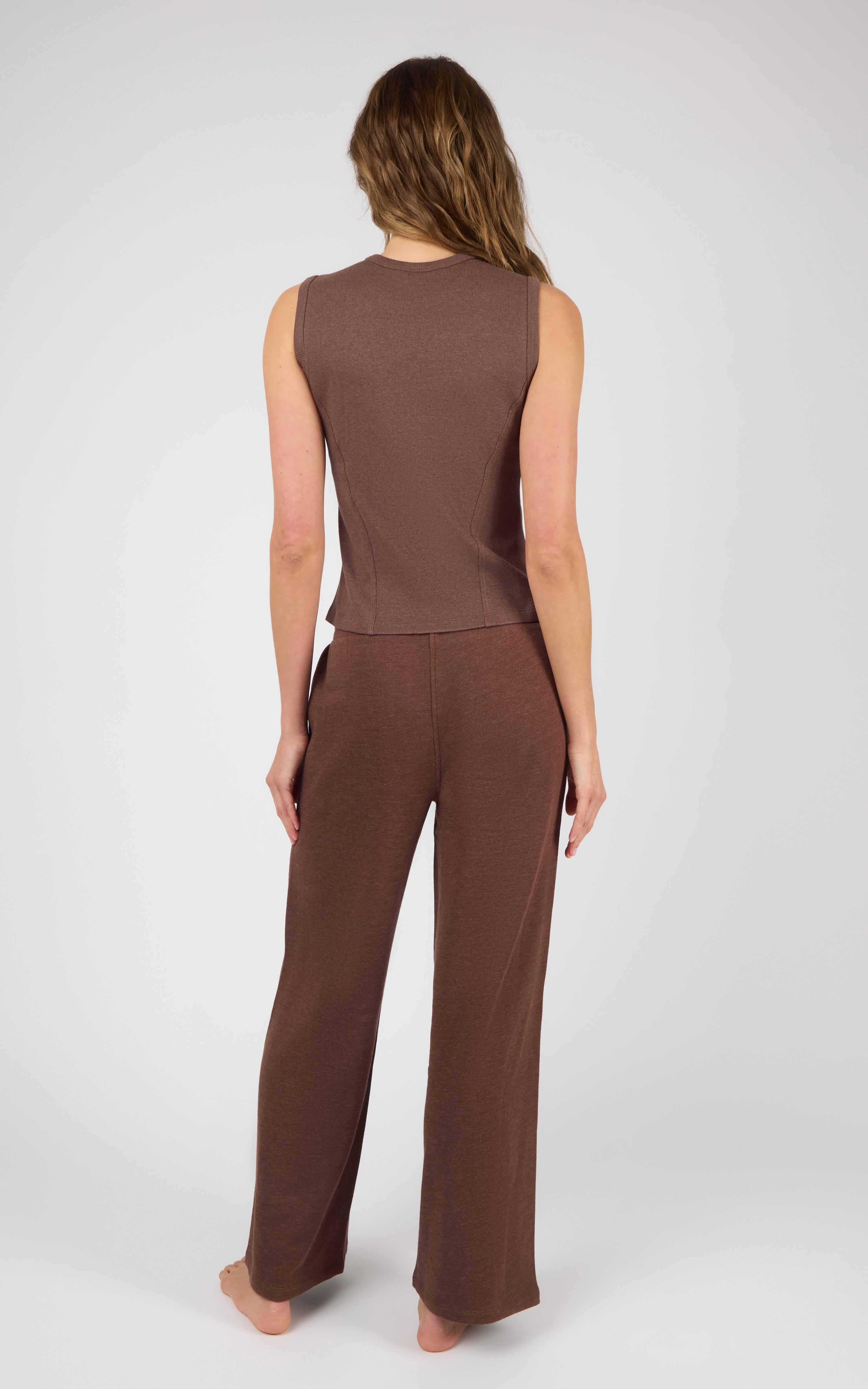 Ribbed Tank & Loop Terry Wide Leg Pant Set - 90 Degree by Reflex