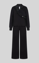 Girls 3 PC Softlite Alara Half-Zip, Noa Wide Leg Pant & Bag Set - Black Combo - 1