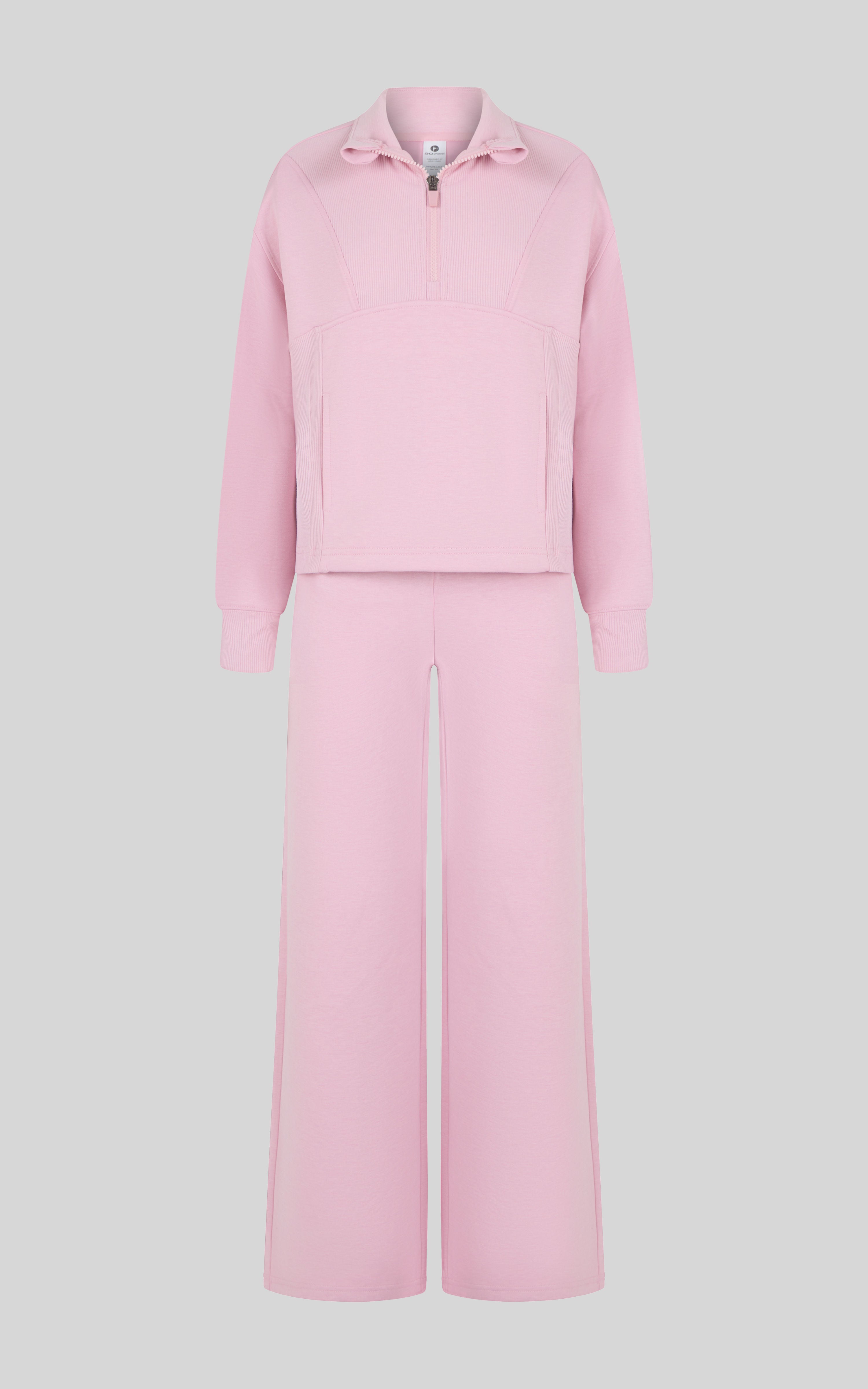 Girls 3 PC Softlite Alara Half-Zip, Noa Wide Leg Pant & Bag Set - Htr.Bleached Mauve - 3