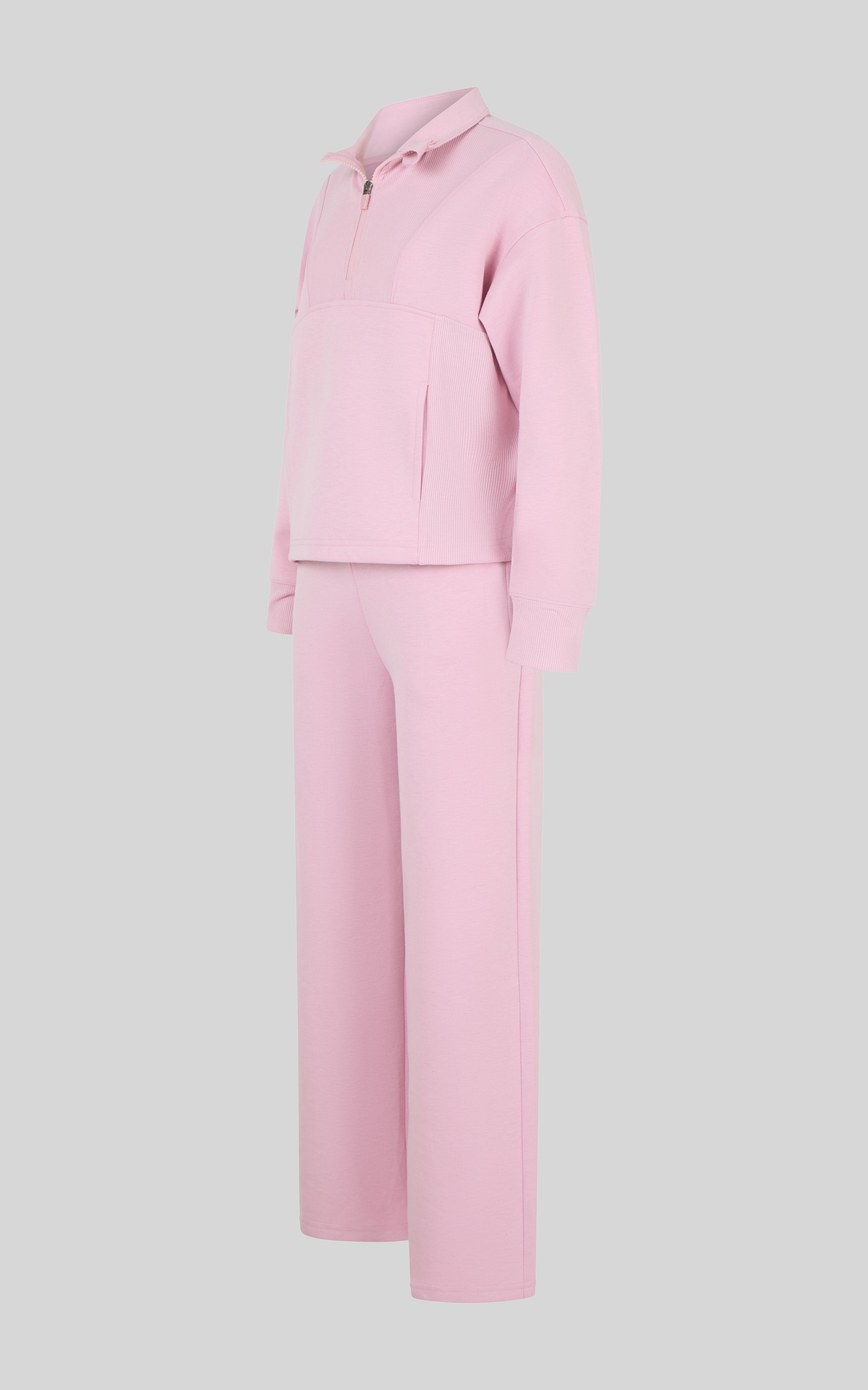 Girls 3 PC Softlite Alara Half-Zip, Noa Wide Leg Pant & Bag Set - Htr.Bleached Mauve - 2