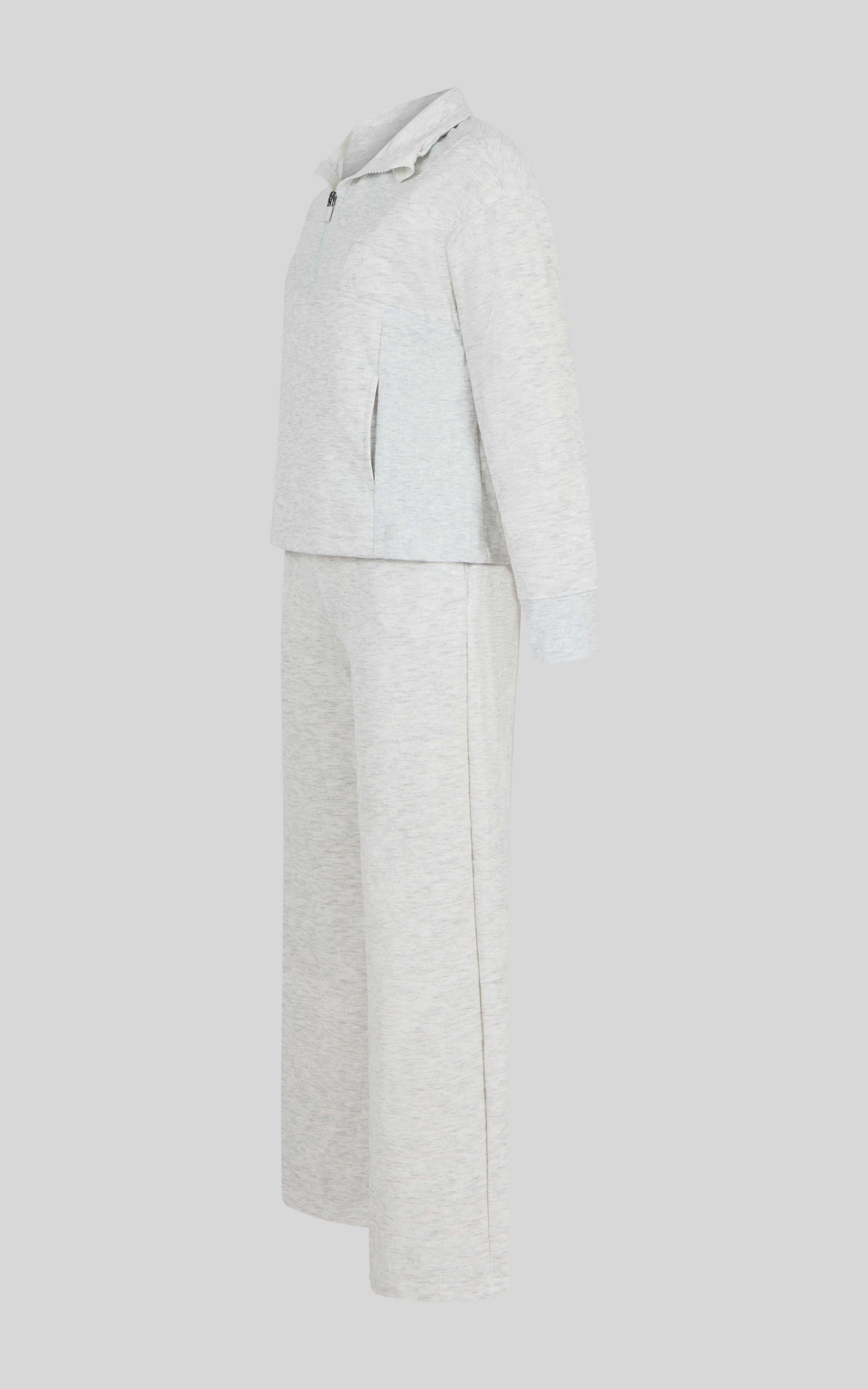 Girls 3 PC Softlite Alara Half-Zip, Noa Wide Leg Pant & Bag Set - Htr.Lt.Grey Combo - 4
