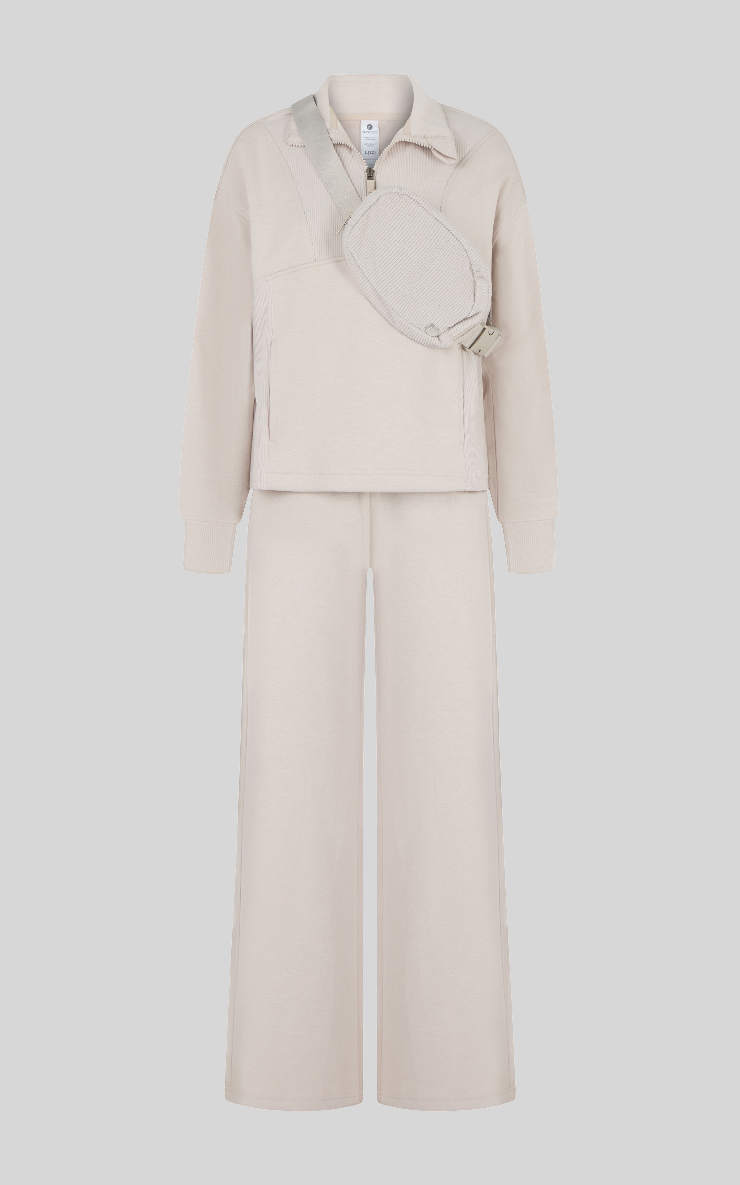 Girls 3 PC Softlite Alara Half-Zip, Noa Wide Leg Pant & Bag Set - Htr.Nacreous Clouds - 1
