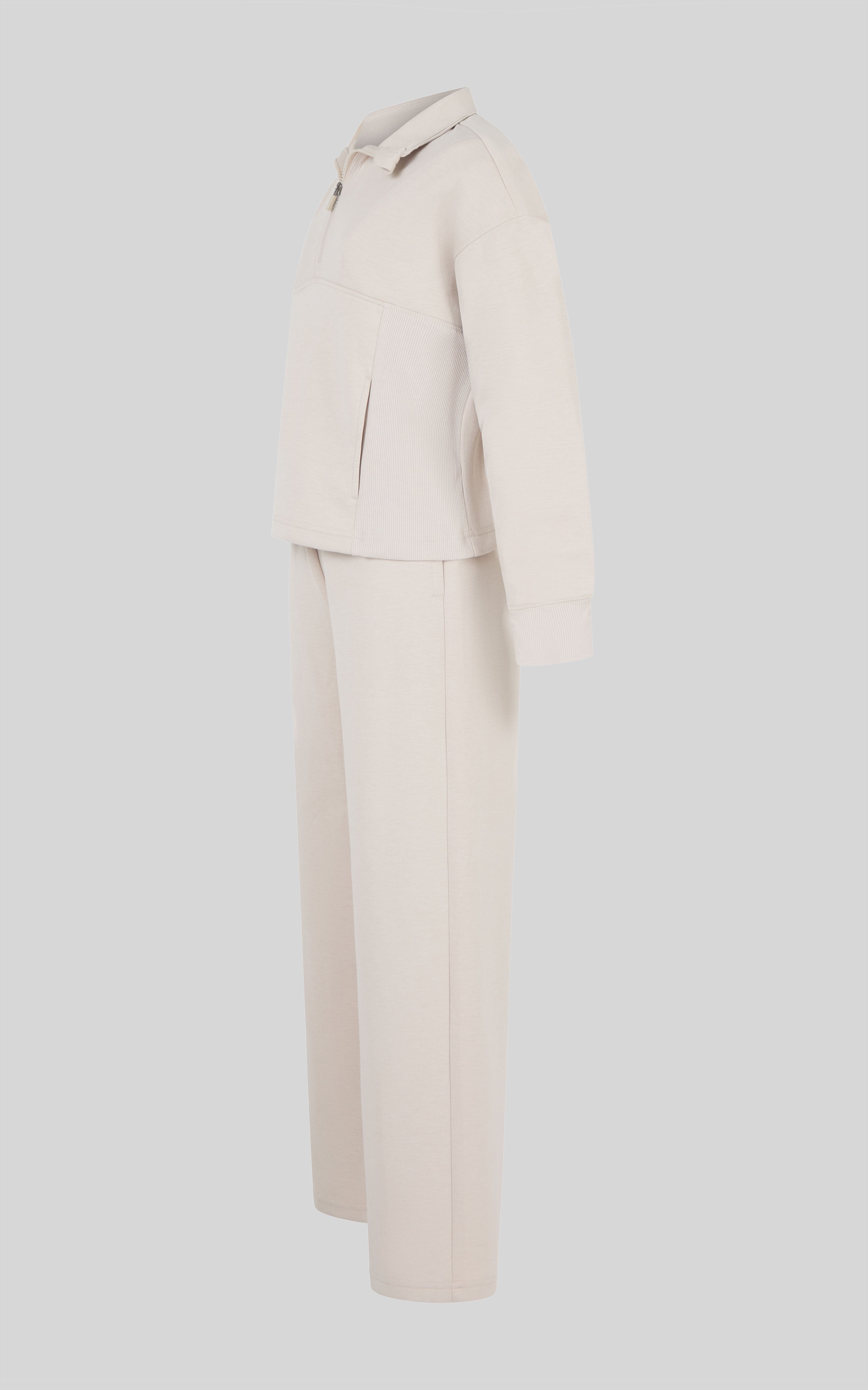 Girls 3 PC Softlite Alara Half-Zip, Noa Wide Leg Pant & Bag Set - Htr.Nacreous Clouds - 4