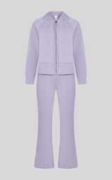 Girls 3 PC Softlite Kaelia Full-Zip Hoodie, Flare Pant & Bag Set - Htr.Heirloom Lilac - 2