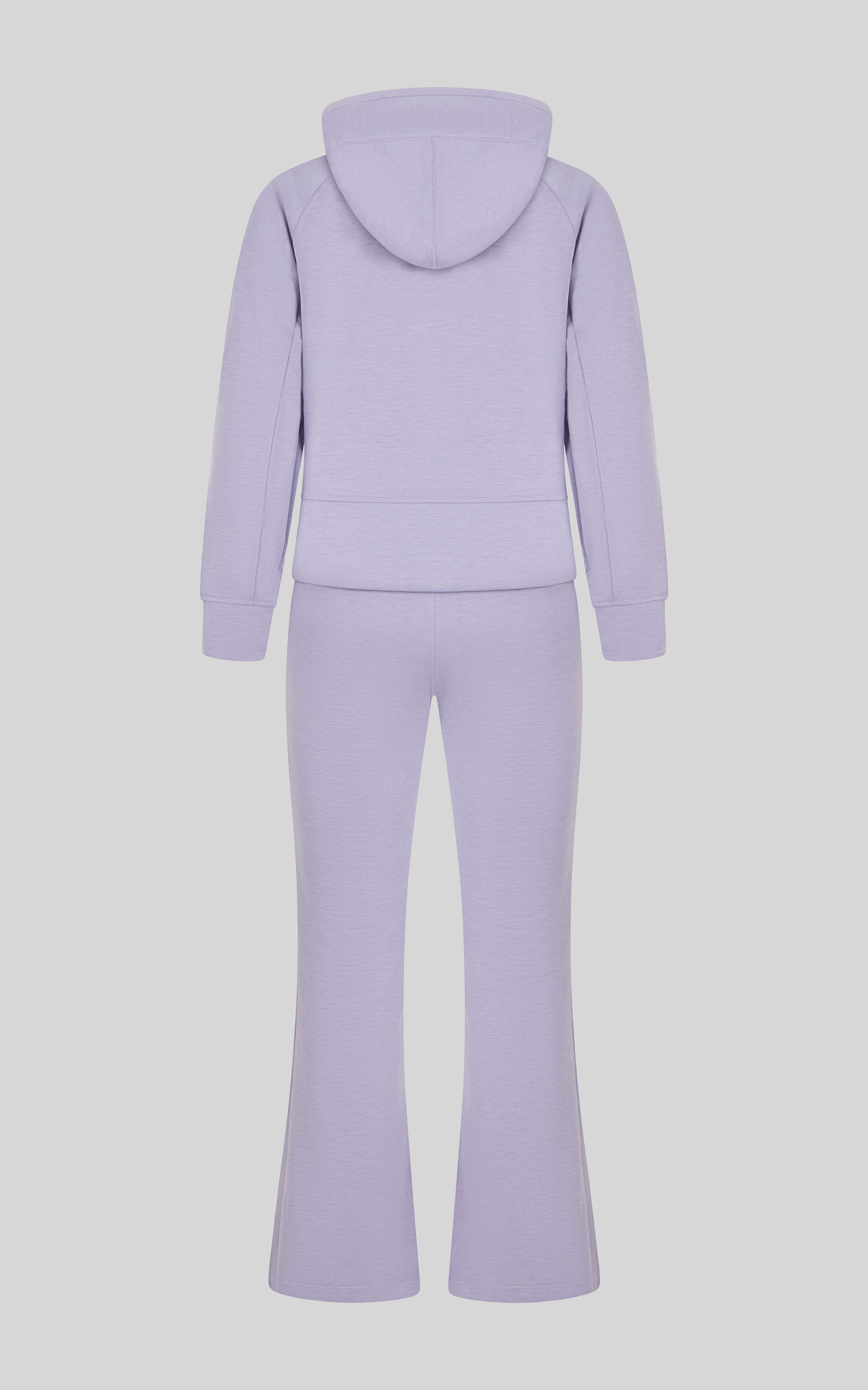 Girls 3 PC Softlite Kaelia Full-Zip Hoodie, Flare Pant & Bag Set - Htr.Heirloom Lilac - 3