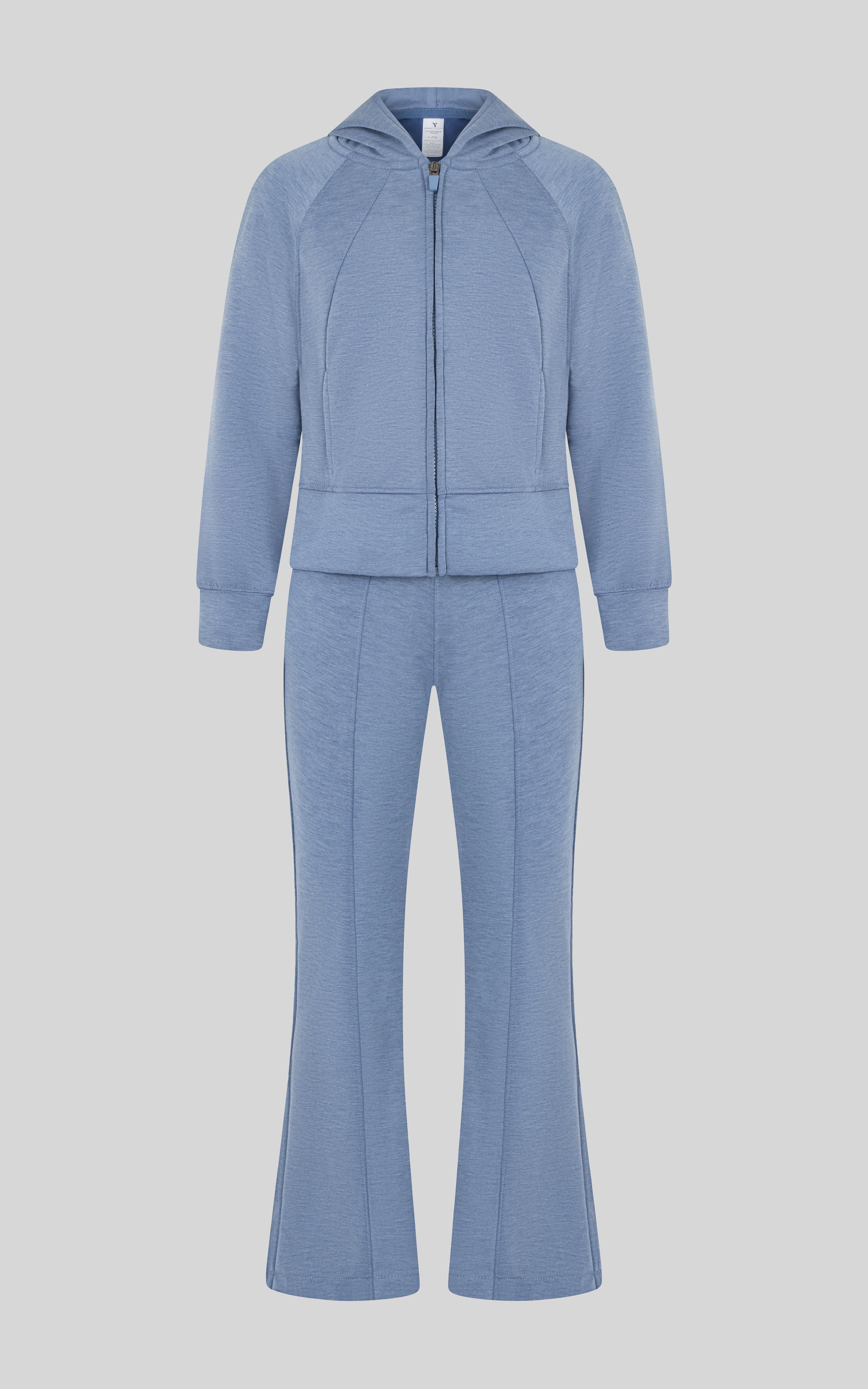 Girls 3 PC Softlite Kaelia Full-Zip Hoodie, Flare Pant & Bag Set - Htr.Wild Wind - 2