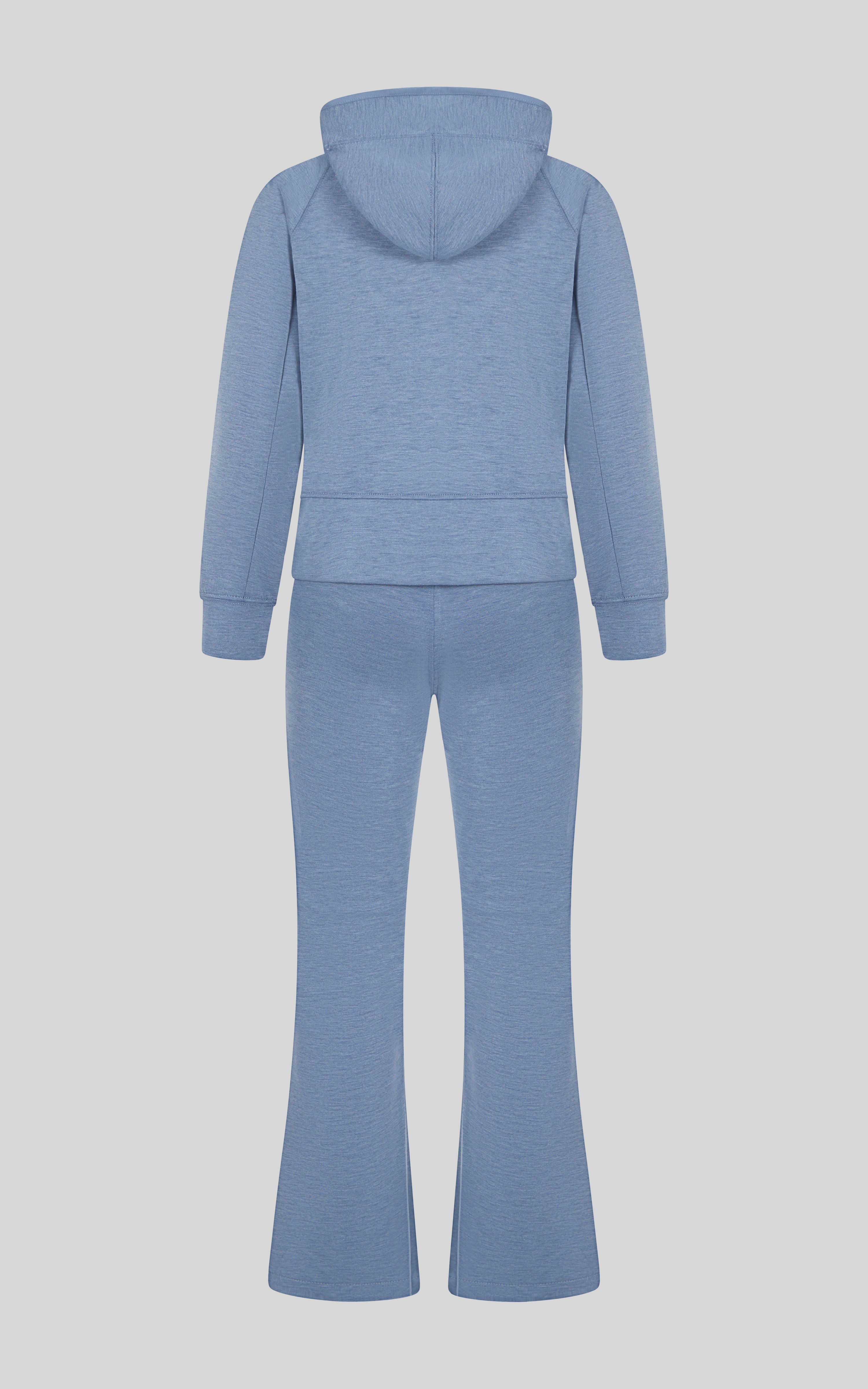 Girls 3 PC Softlite Kaelia Full-Zip Hoodie, Flare Pant & Bag Set - Htr.Wild Wind - 3