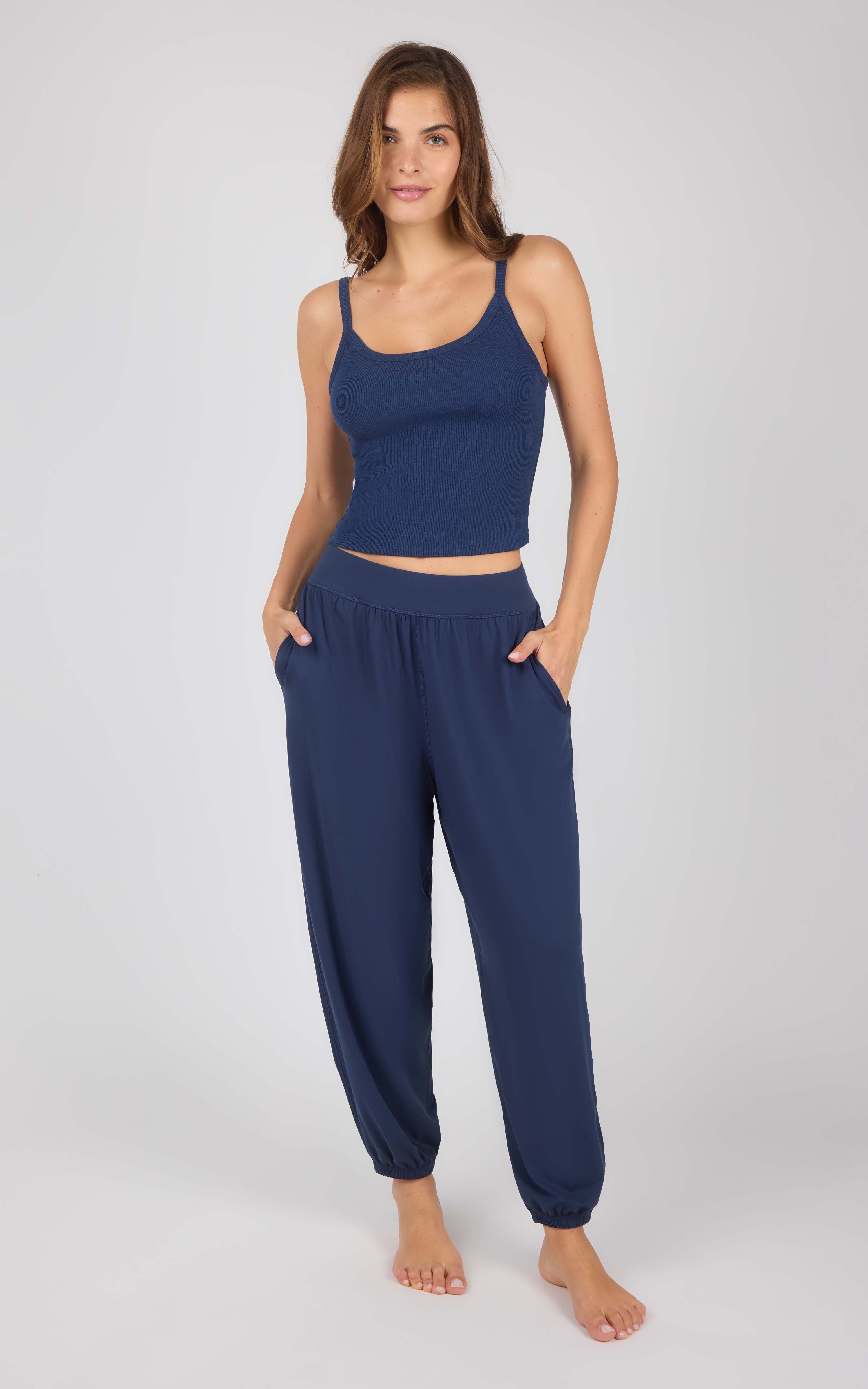 Ribbed Replay Tank & Brushed Jersey Jogger Set - 90 Degree by Reflex