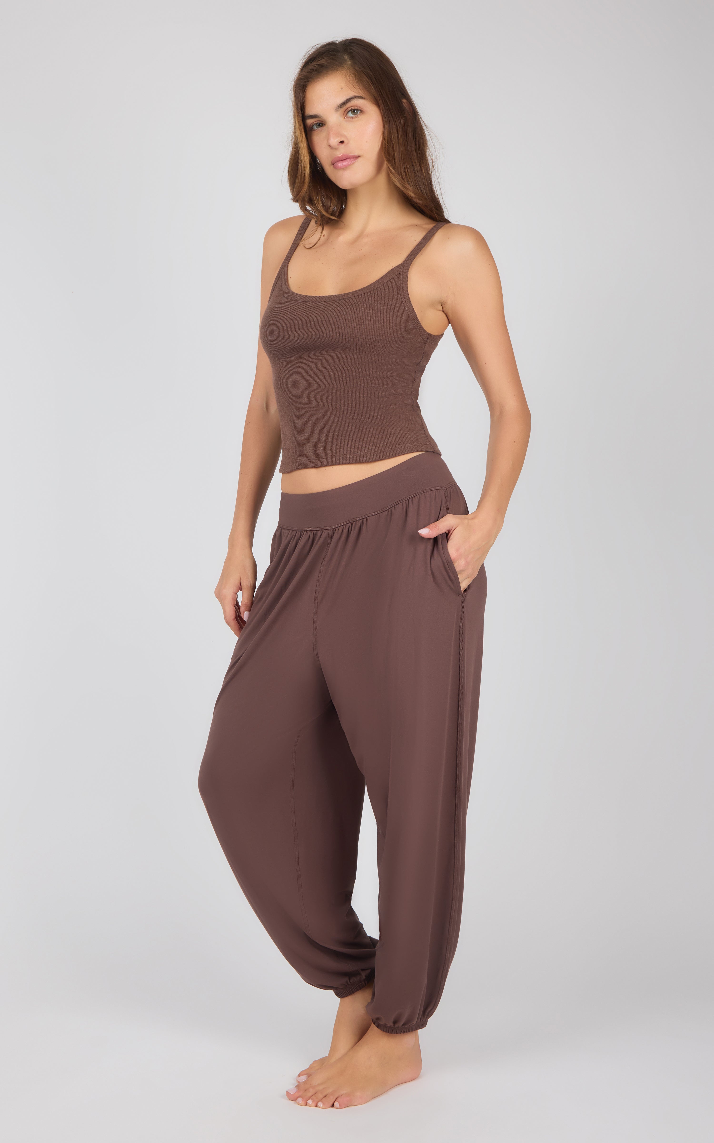 Rib Replay Tank + Brushed Jersey Flow Zone Jogger With Cinched Cuffs and Side Pockets Set - 90 Degree by Reflex