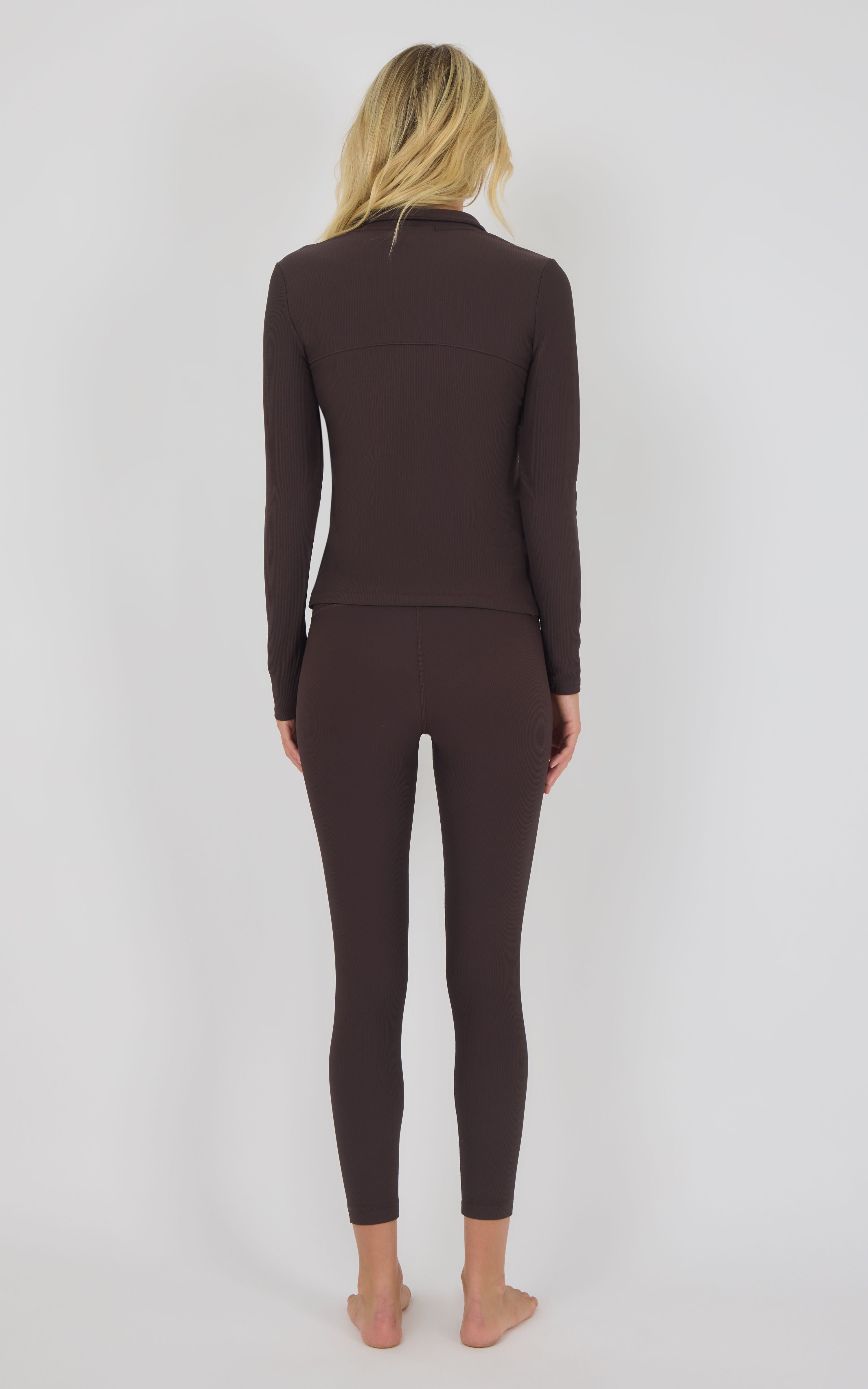 Chill Tech Rib Audra Half Zip Jacket & Everyday Ankle Tight Set - 90 Degree by Reflex