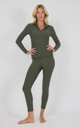 Chill Tech Rib Audra Half Zip Jacket & Everyday Ankle Tight Set - 90 Degree by Reflex