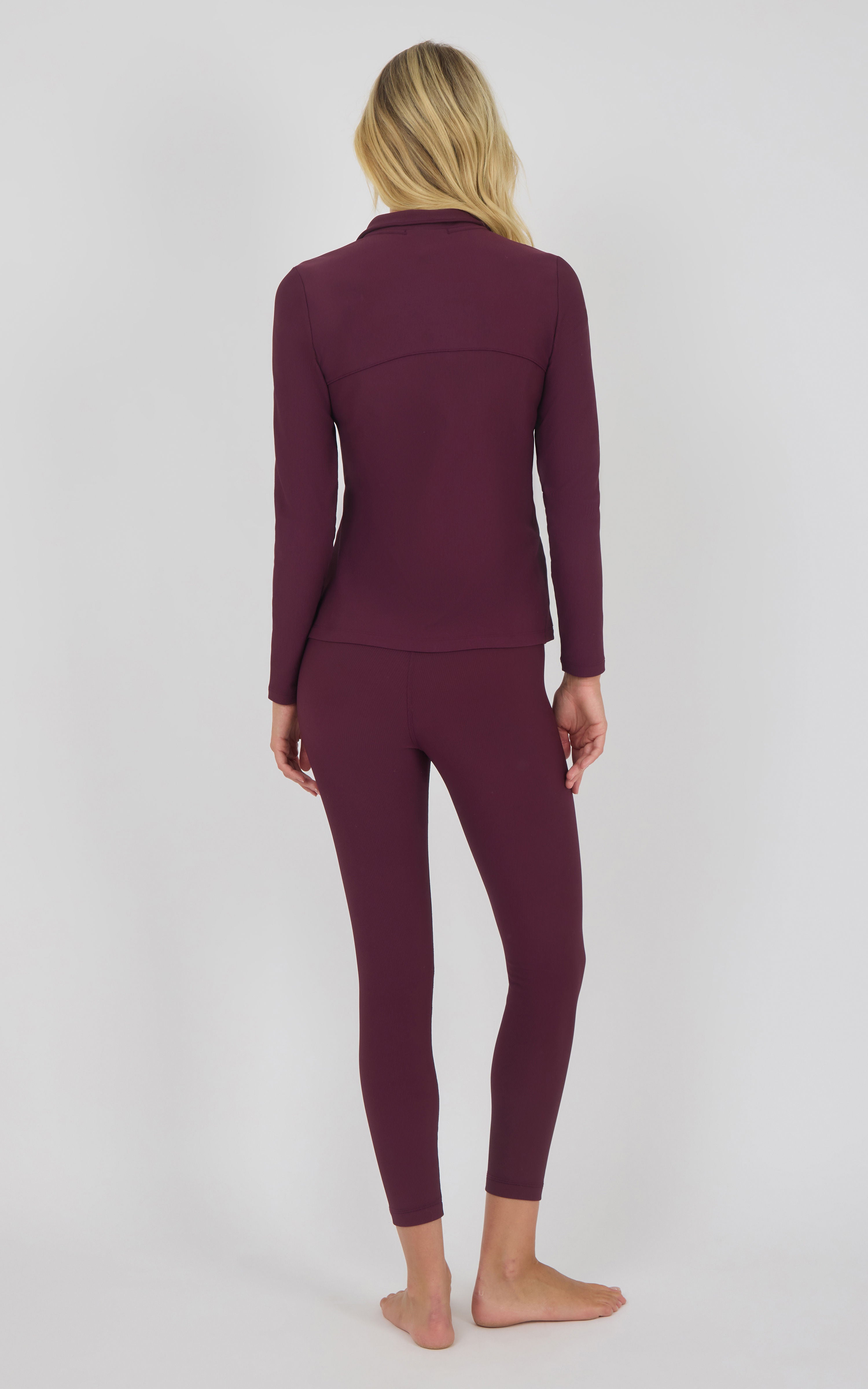 Chill Tech Rib Audra Half Zip Jacket & Everyday Ankle Tight Set - 90 Degree by Reflex
