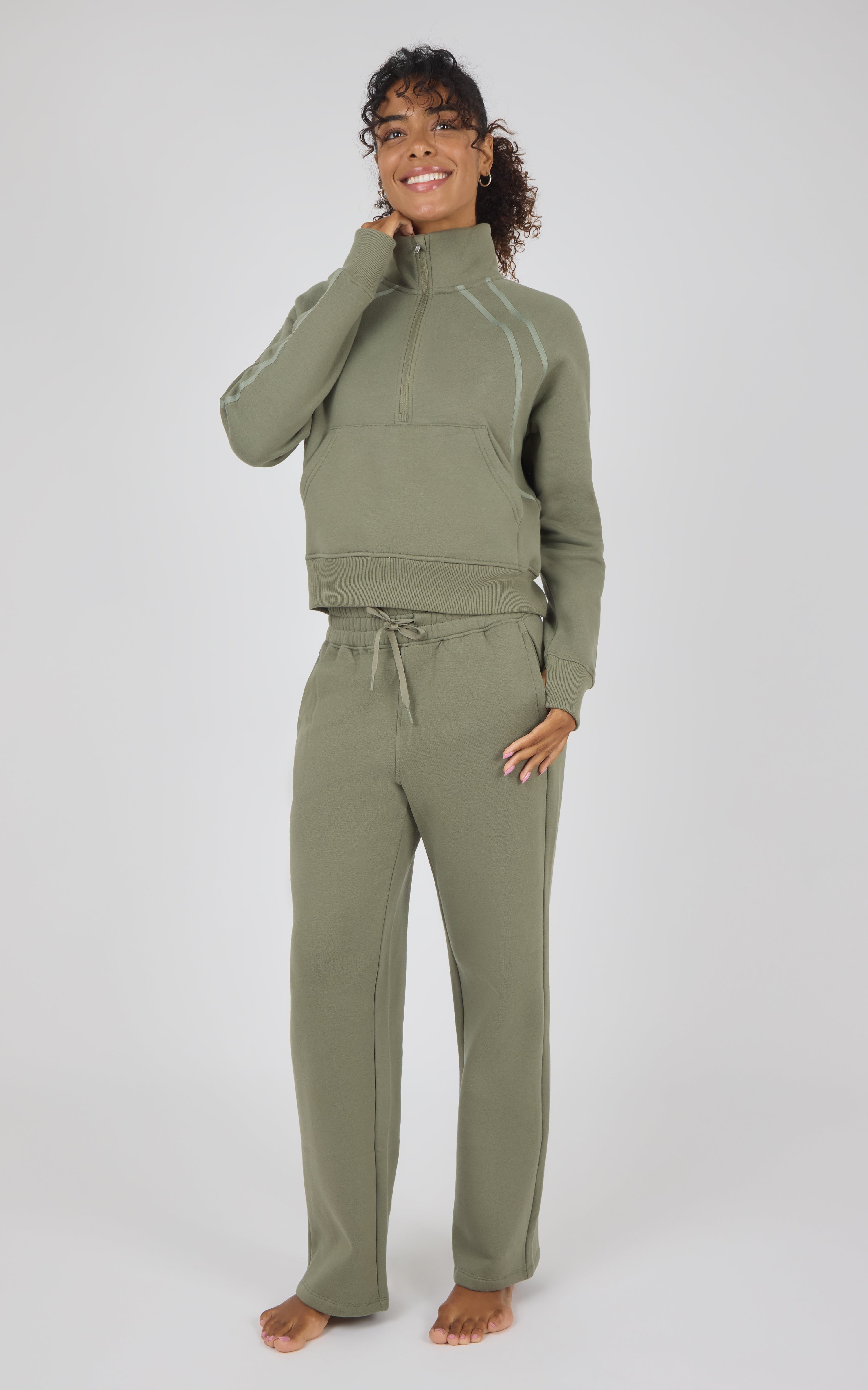 Bentley Fleece Camille Half Zip Jacket & Straight Leg Pant Set