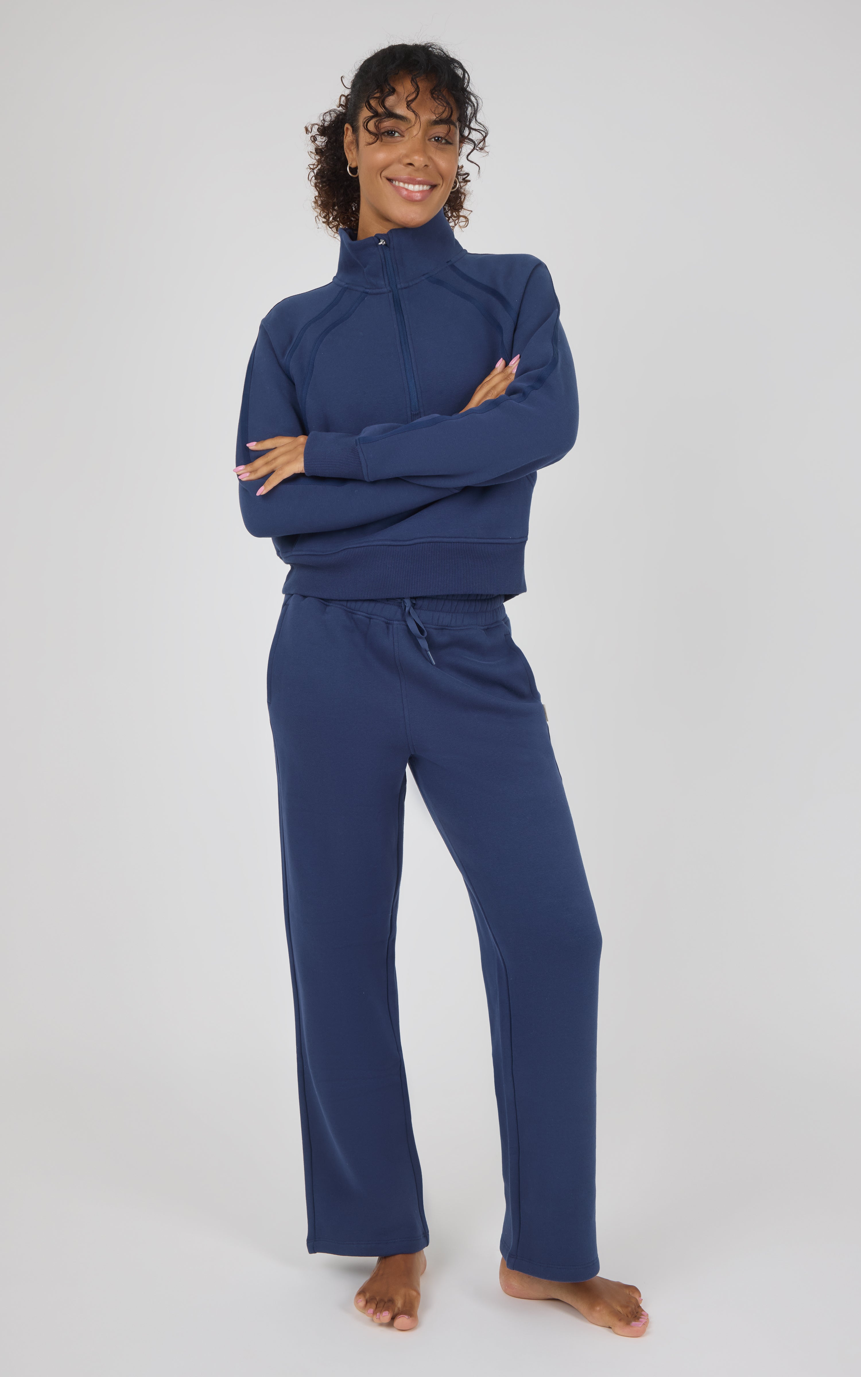 Bentley Fleece Camille Half Zip Jacket & Straight Leg Pant Set