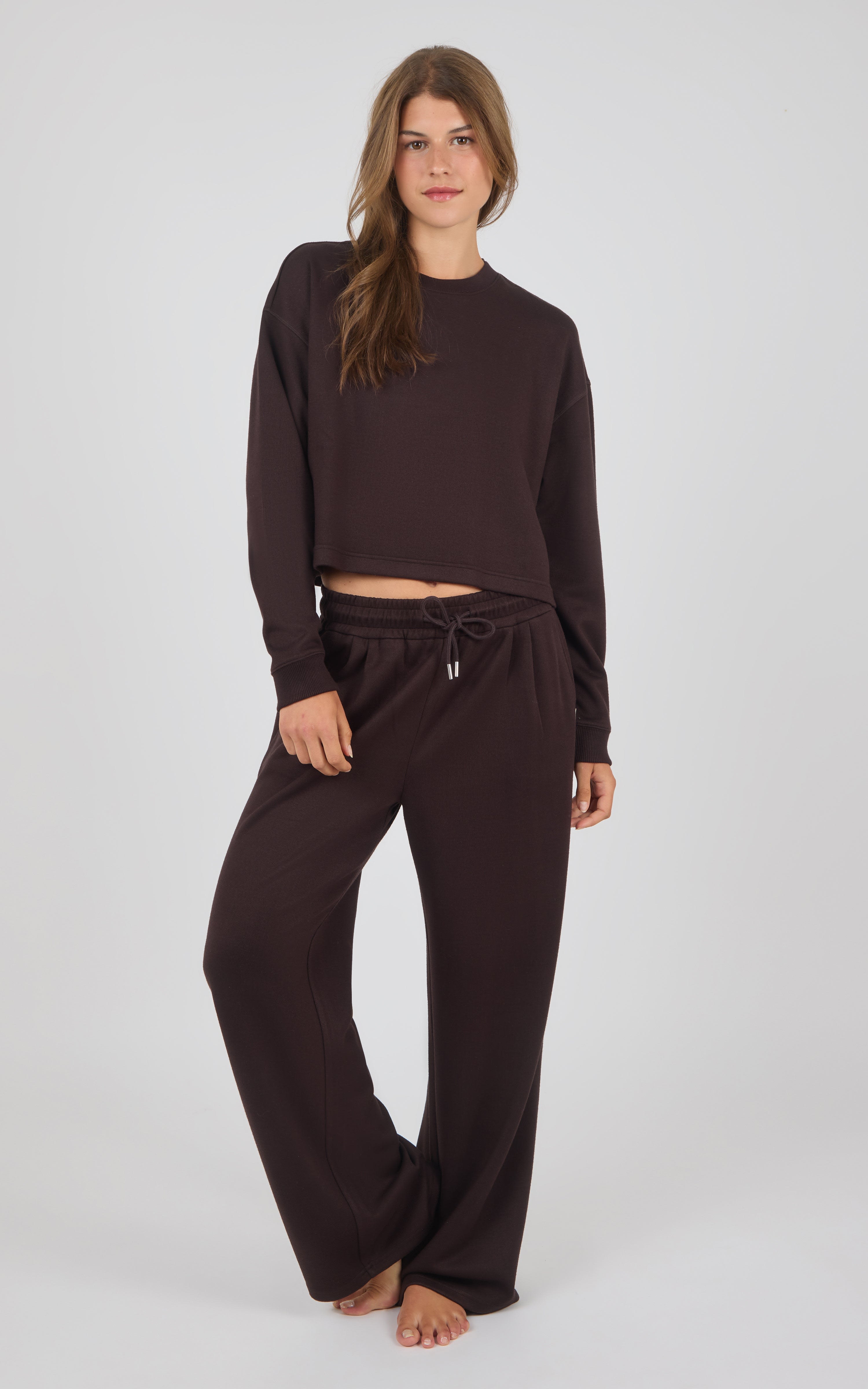 Aspen Plush Marvelle Crew Neck Top & Straight Pant Set - 90 Degree by Reflex