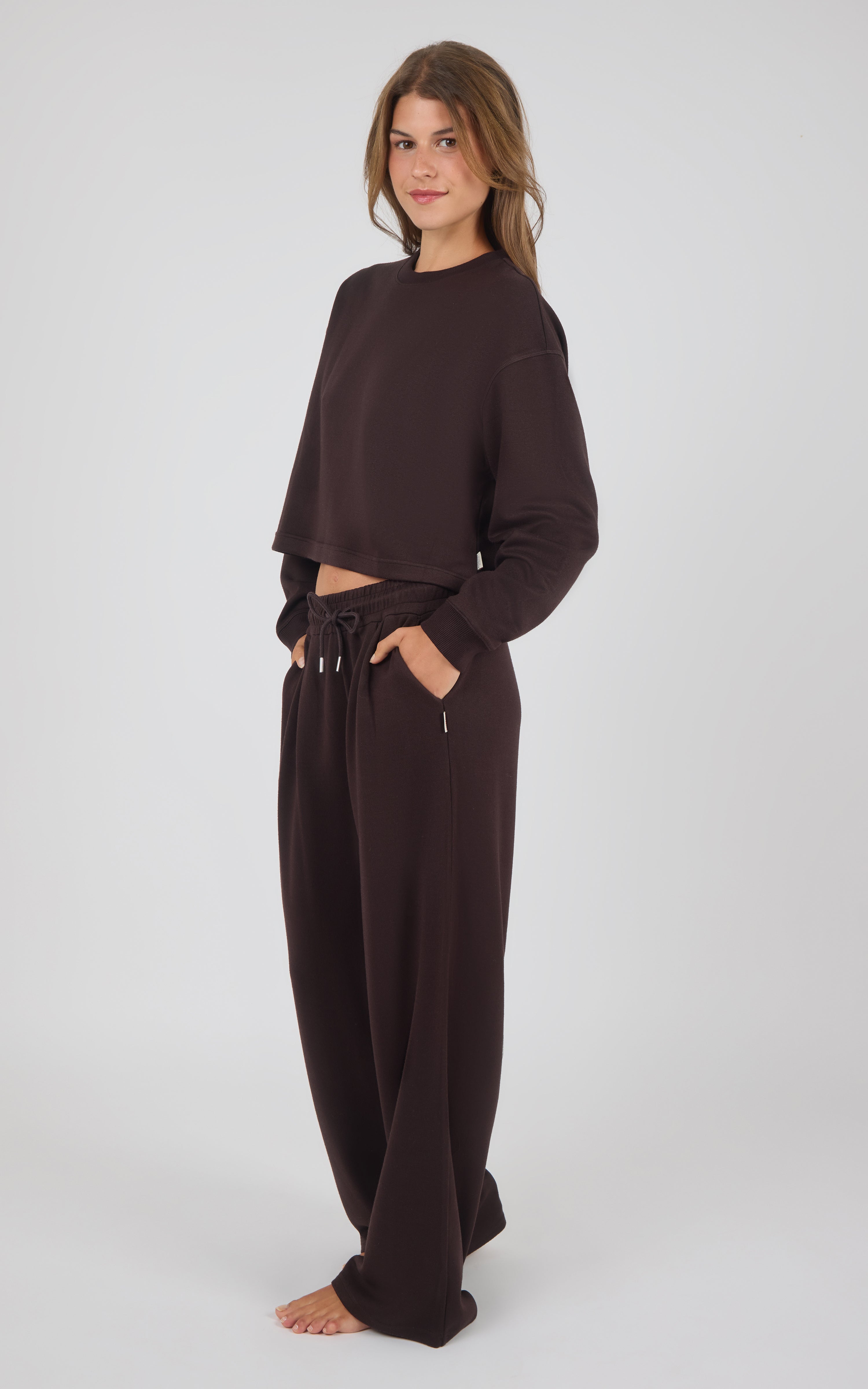 Aspen Plush Marvelle Crew Neck Top & Straight Pant Set - 90 Degree by Reflex