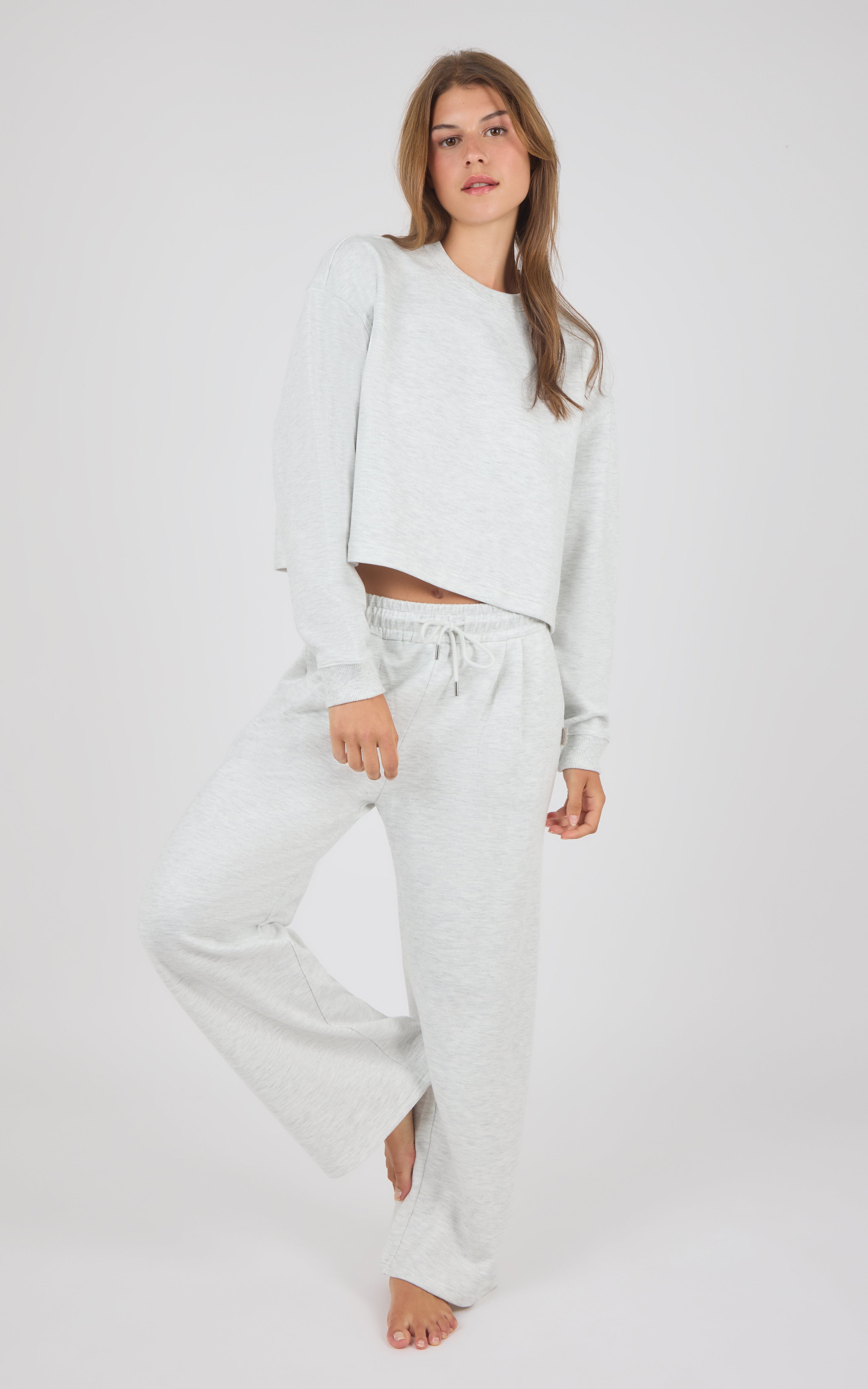 Aspen Plush Marvelle Crew Neck Top & Straight Pant Set - 90 Degree by Reflex