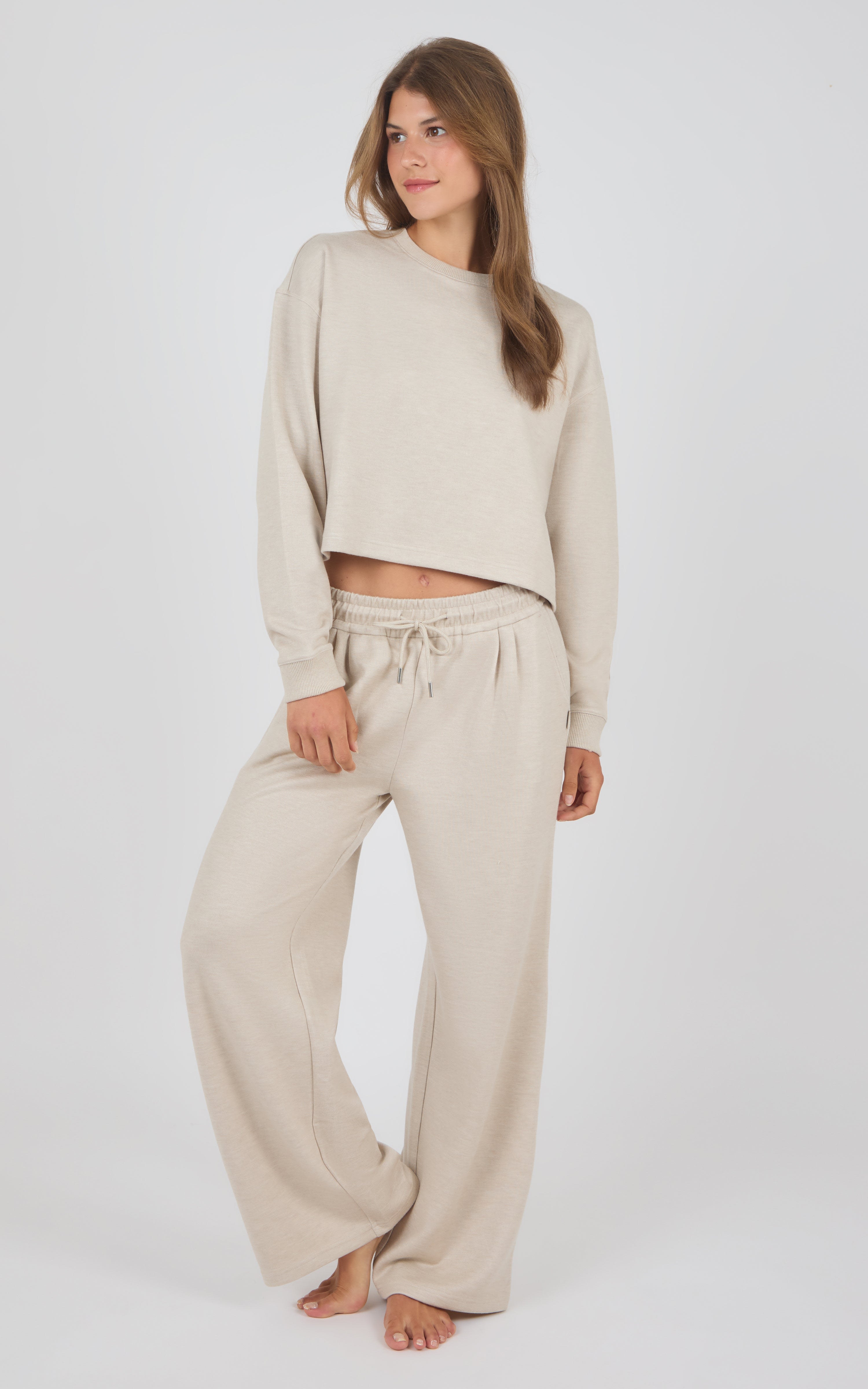 Aspen Plush Marvelle Crew Neck Top & Straight Pant Set - 90 Degree by Reflex
