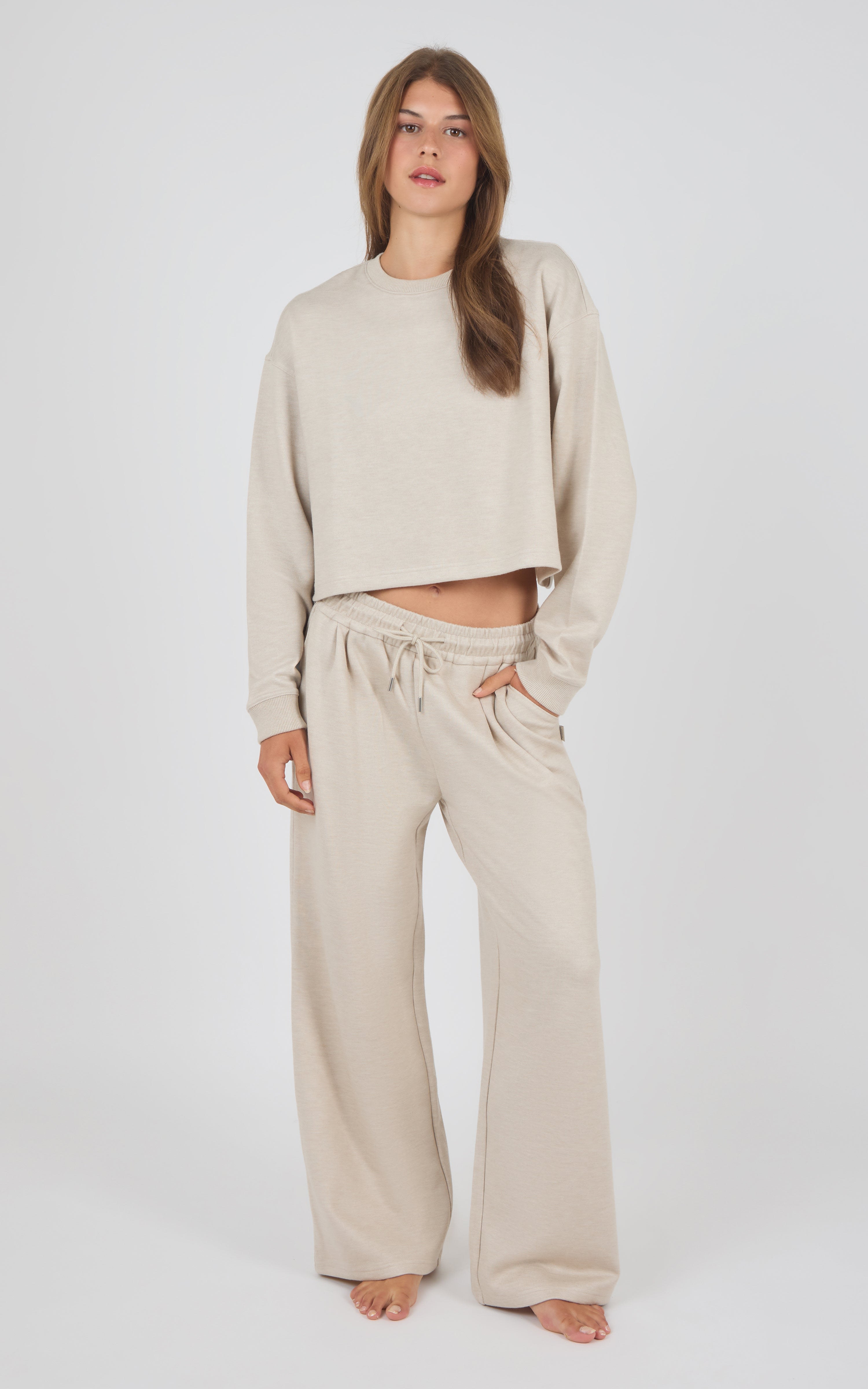 Aspen Plush Marvelle Crew Neck Top & Straight Pant Set - 90 Degree by Reflex