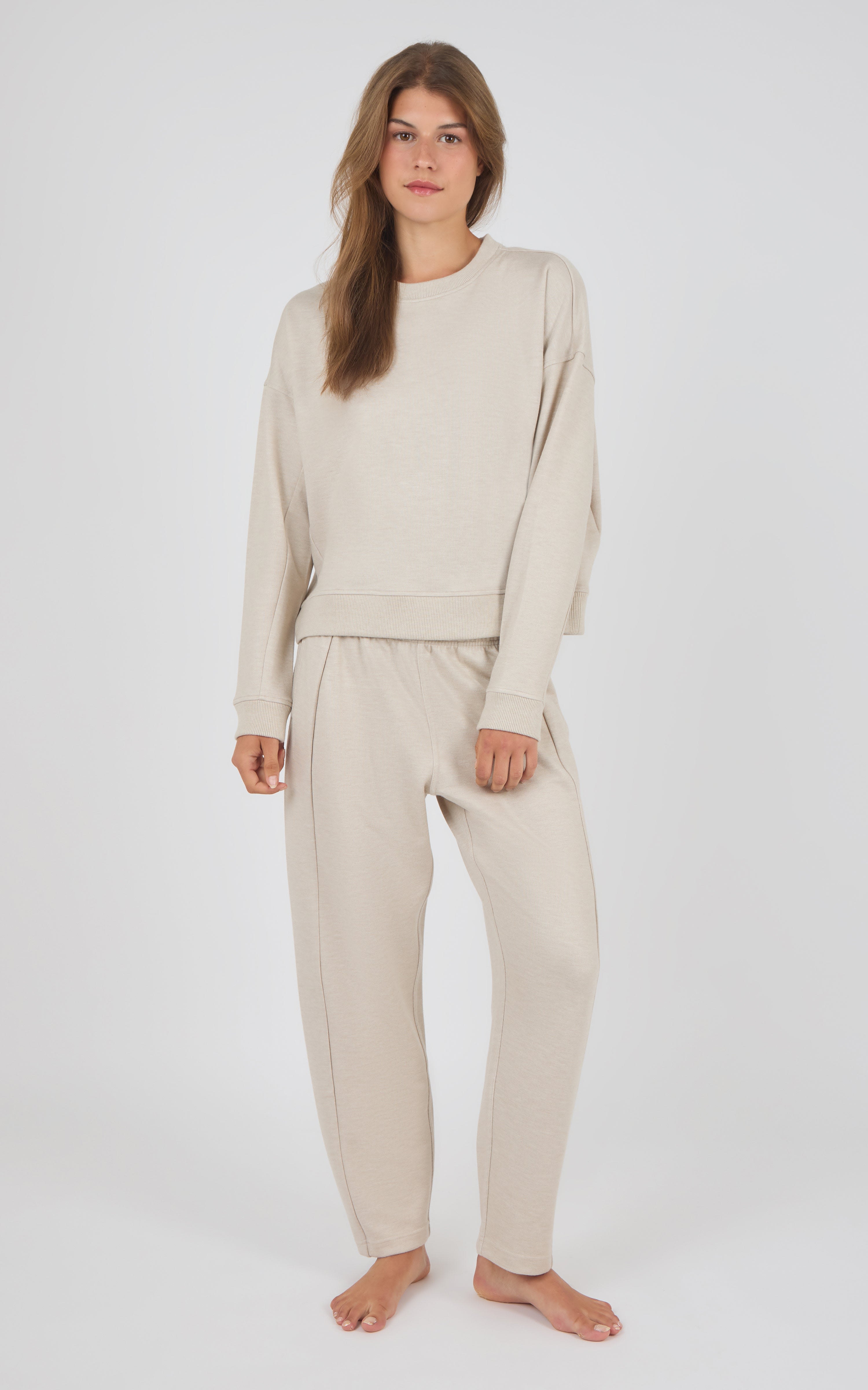 Aspen Plush Reset Crewneck Top & Tapered Pant Set - 90 Degree by Reflex
