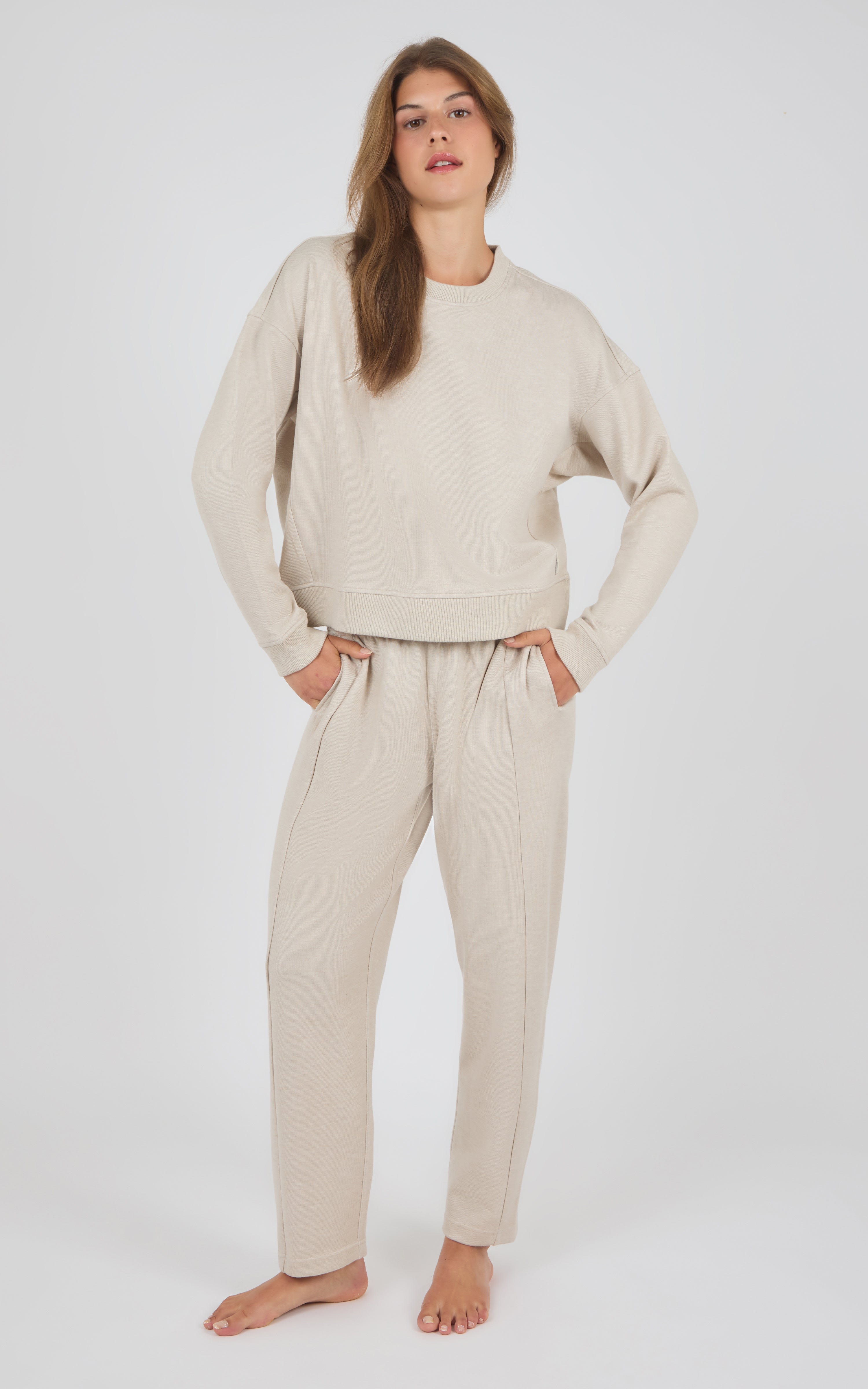 Aspen Plush Reset Crewneck Top & Tapered Pant Set - 90 Degree by Reflex