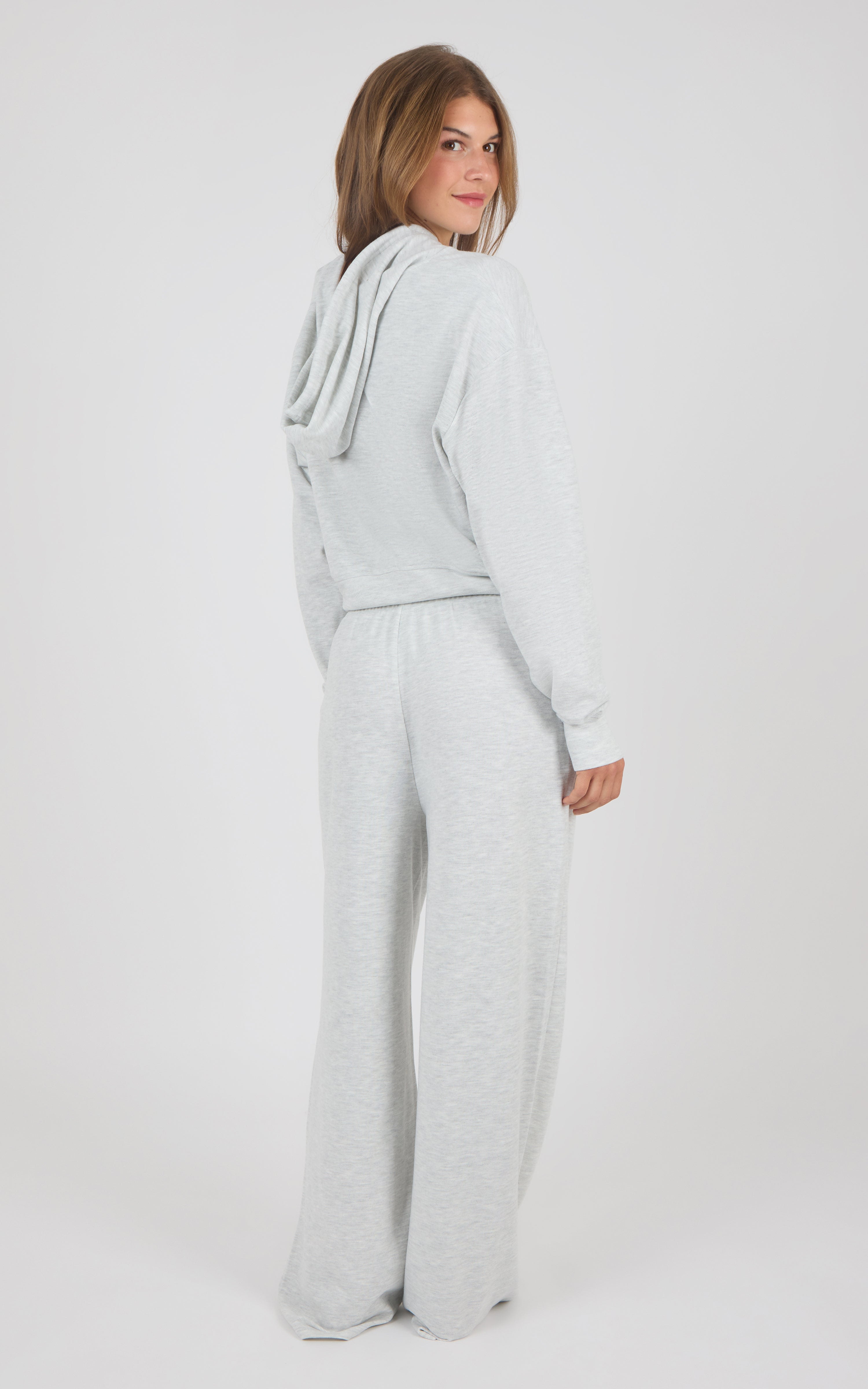 Aspen Fleece Alix Hoodie Jacket & Daya Wide Leg Pant Set - 90 Degree by Reflex