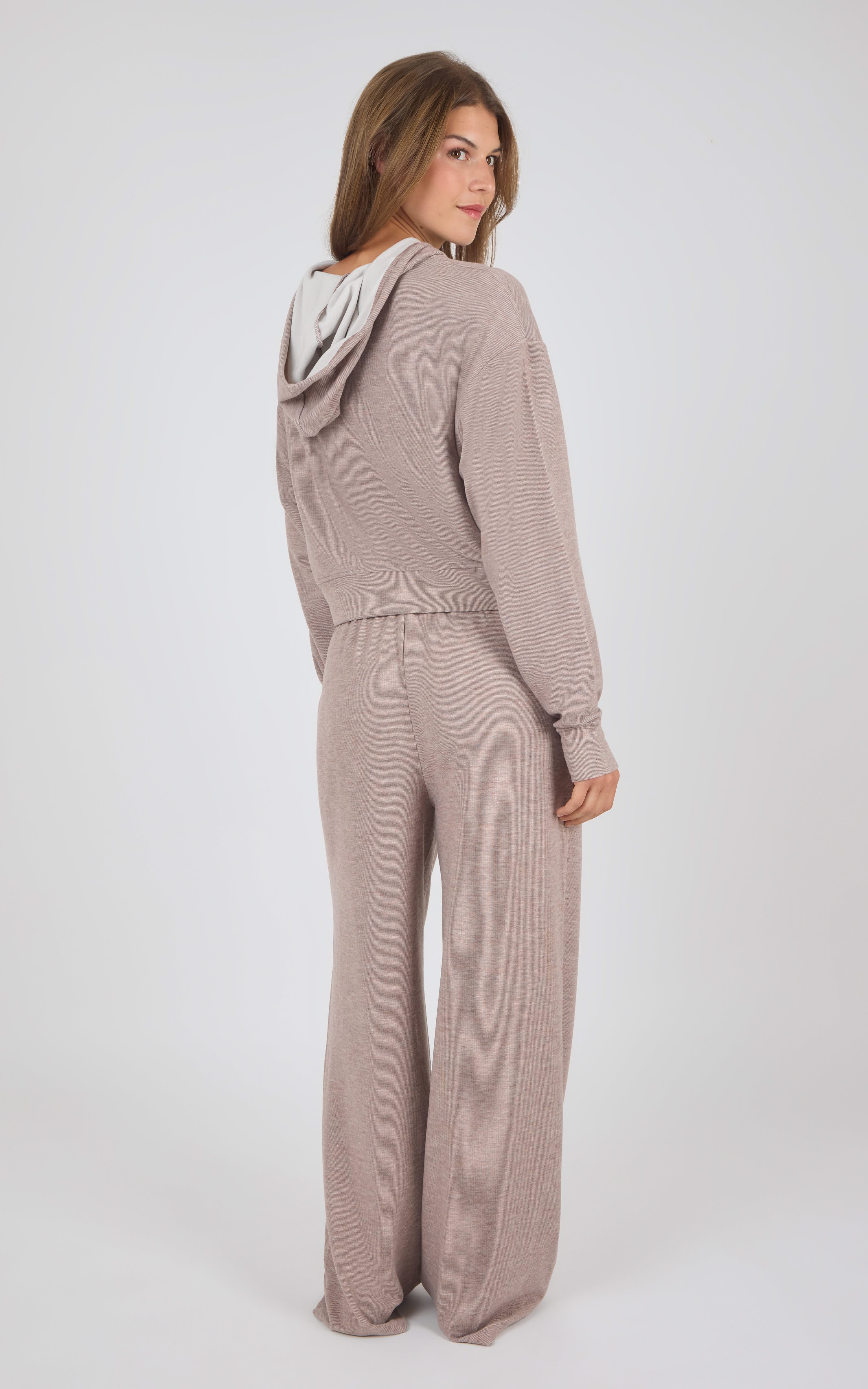 Aspen Fleece Alix Hoodie Jacket & Daya Wide Leg Pant Set - 90 Degree by Reflex