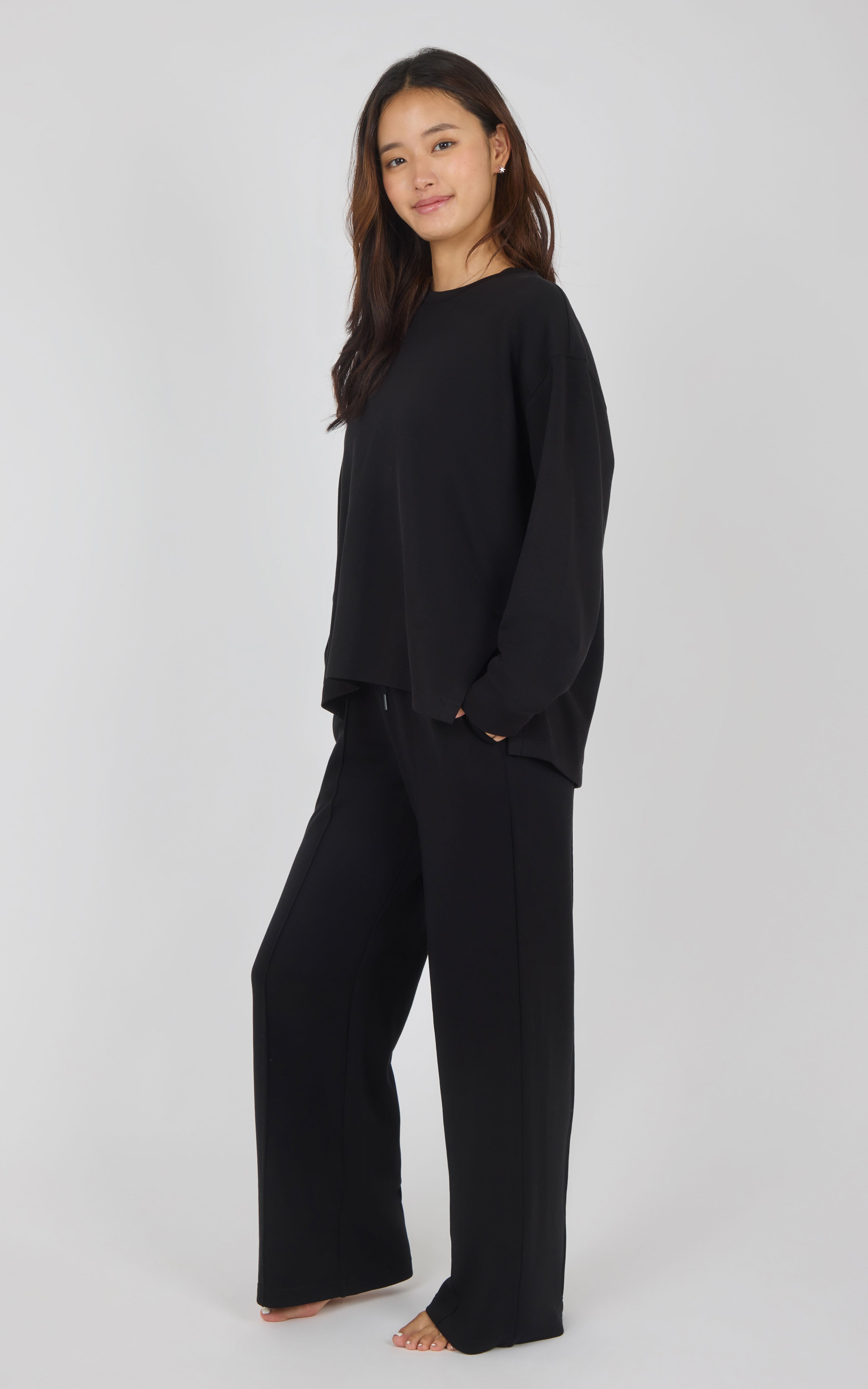 Softlite Fleece Crew Long Sleeve & Timeless Wide Leg Pant Set