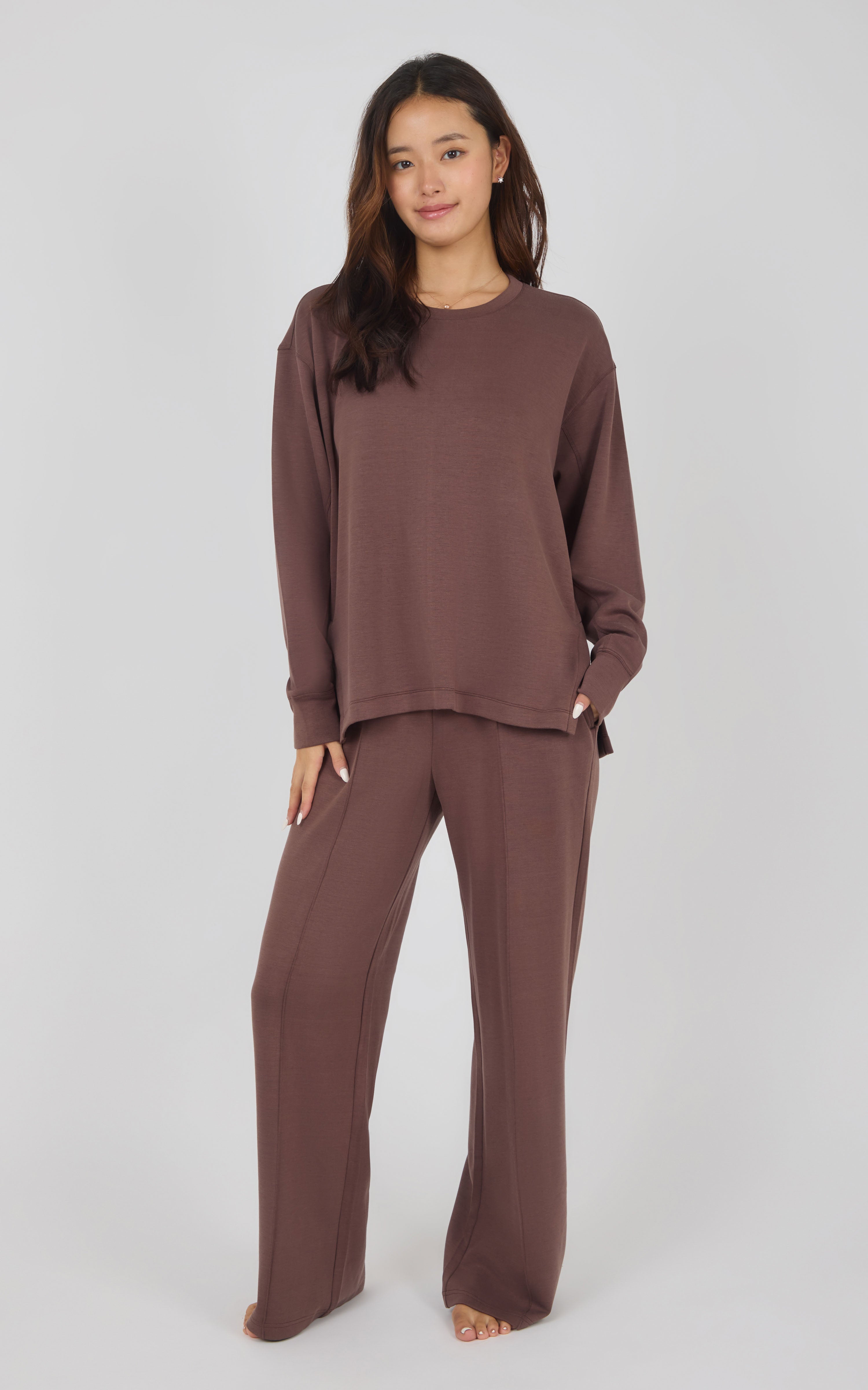 Softlite Fleece Crew Long Sleeve & Timeless Wide Leg Pant Set