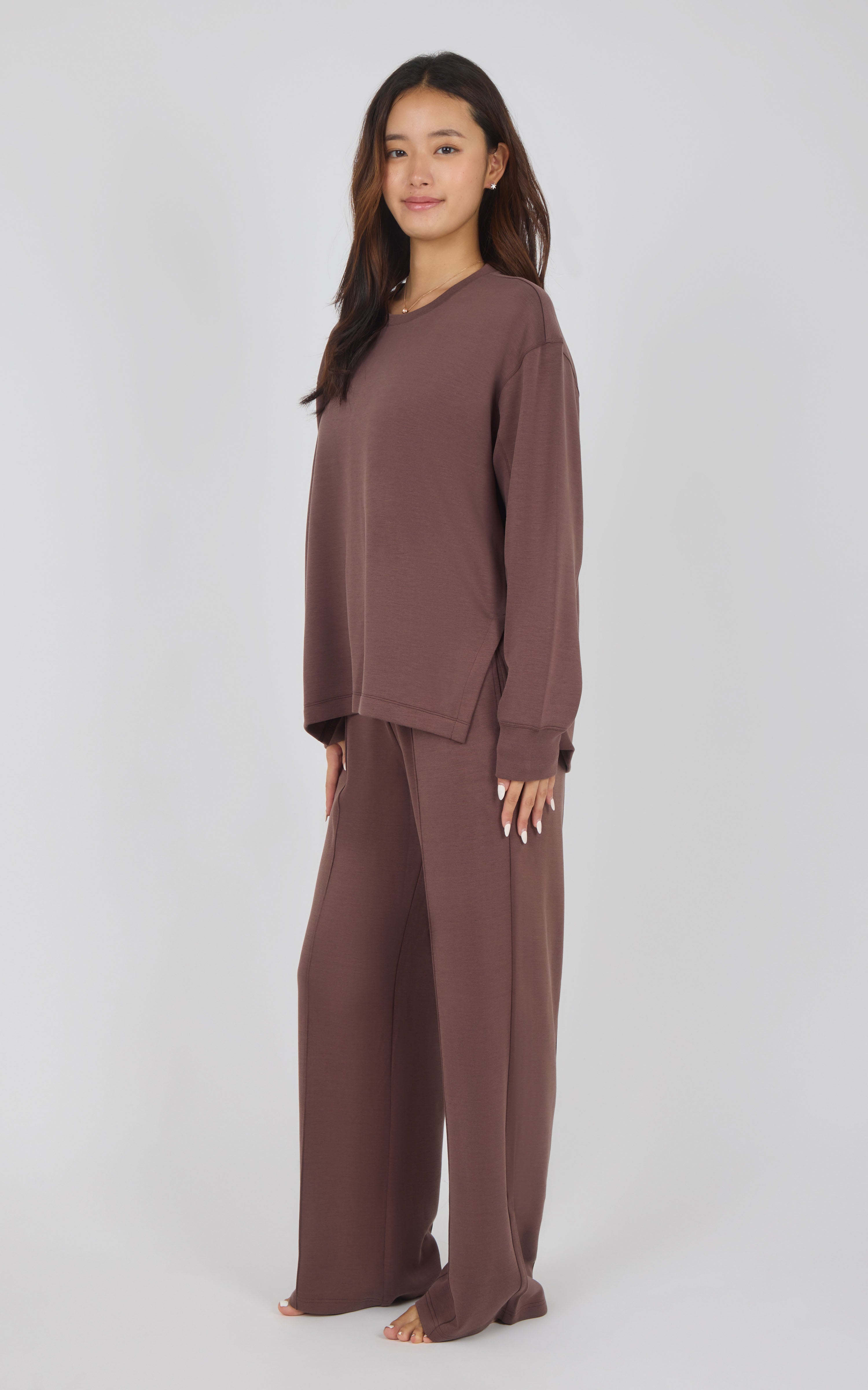 Softlite Fleece Crew Long Sleeve & Timeless Wide Leg Pant Set