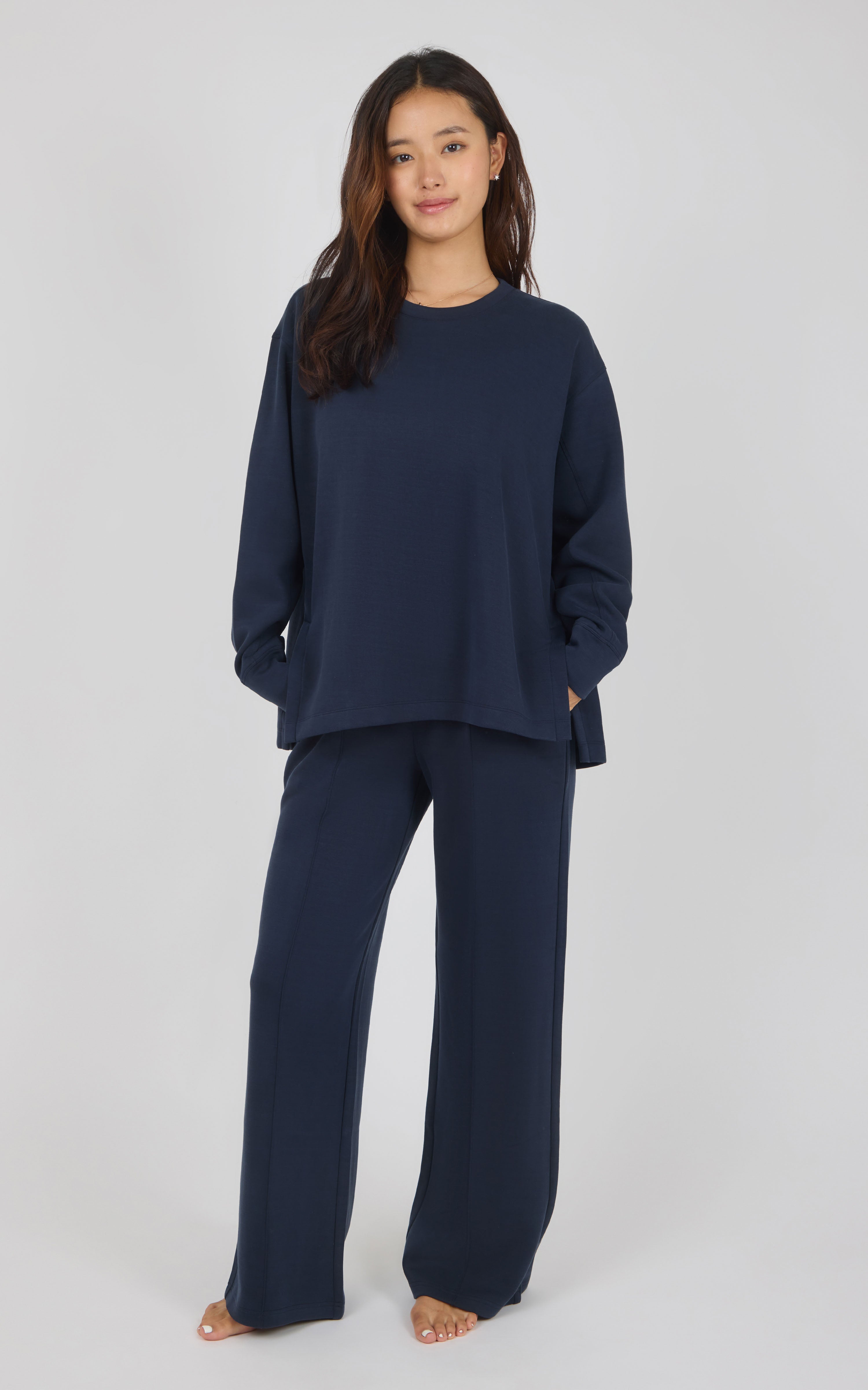 Softlite Fleece Crew Long Sleeve & Timeless Wide Leg Pant Set