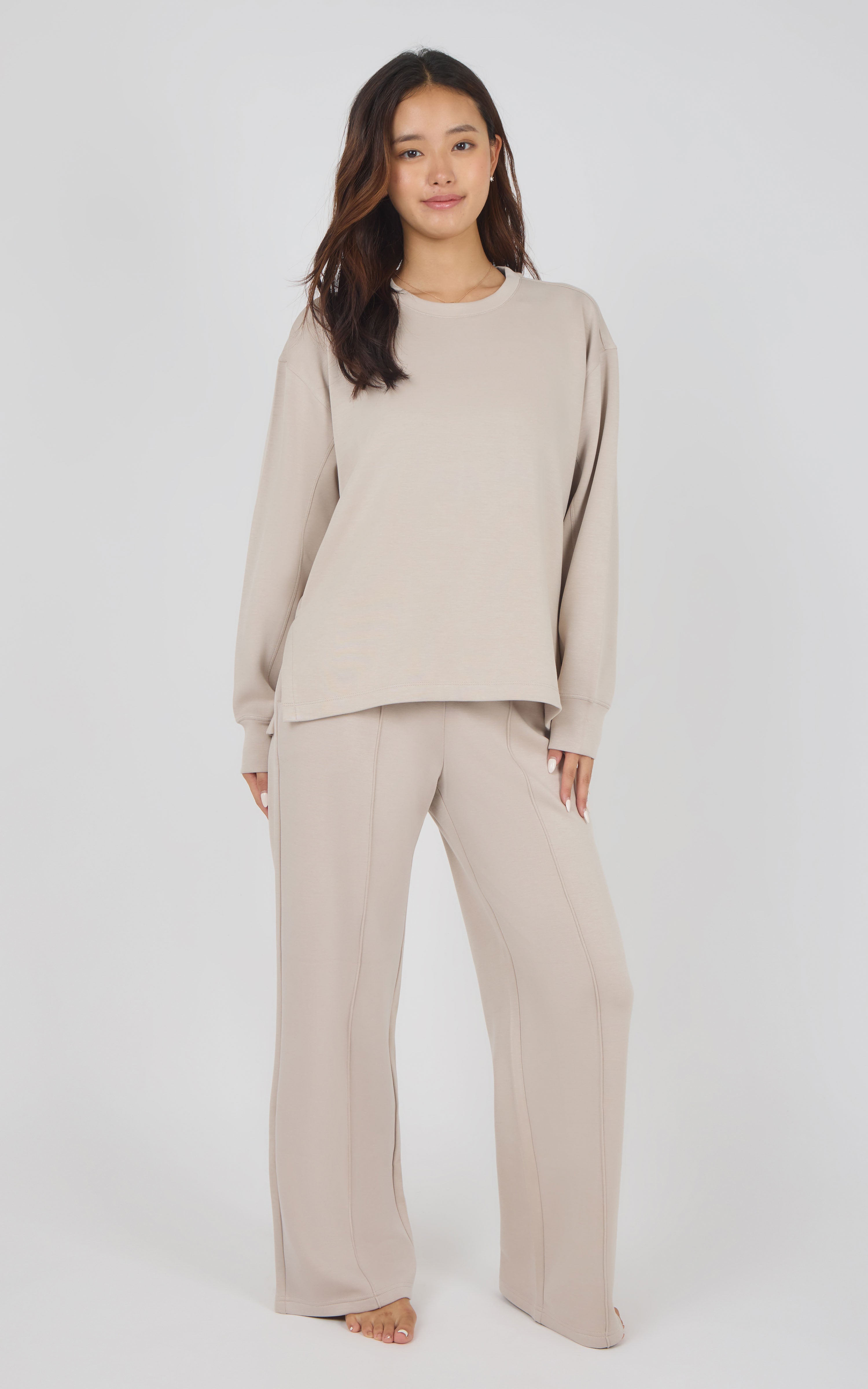 Softlite Fleece Crew Long Sleeve & Timeless Wide Leg Pant Set