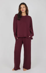 Softlite Fleece Crew Long Sleeve & Timeless Wide Leg Pant Set