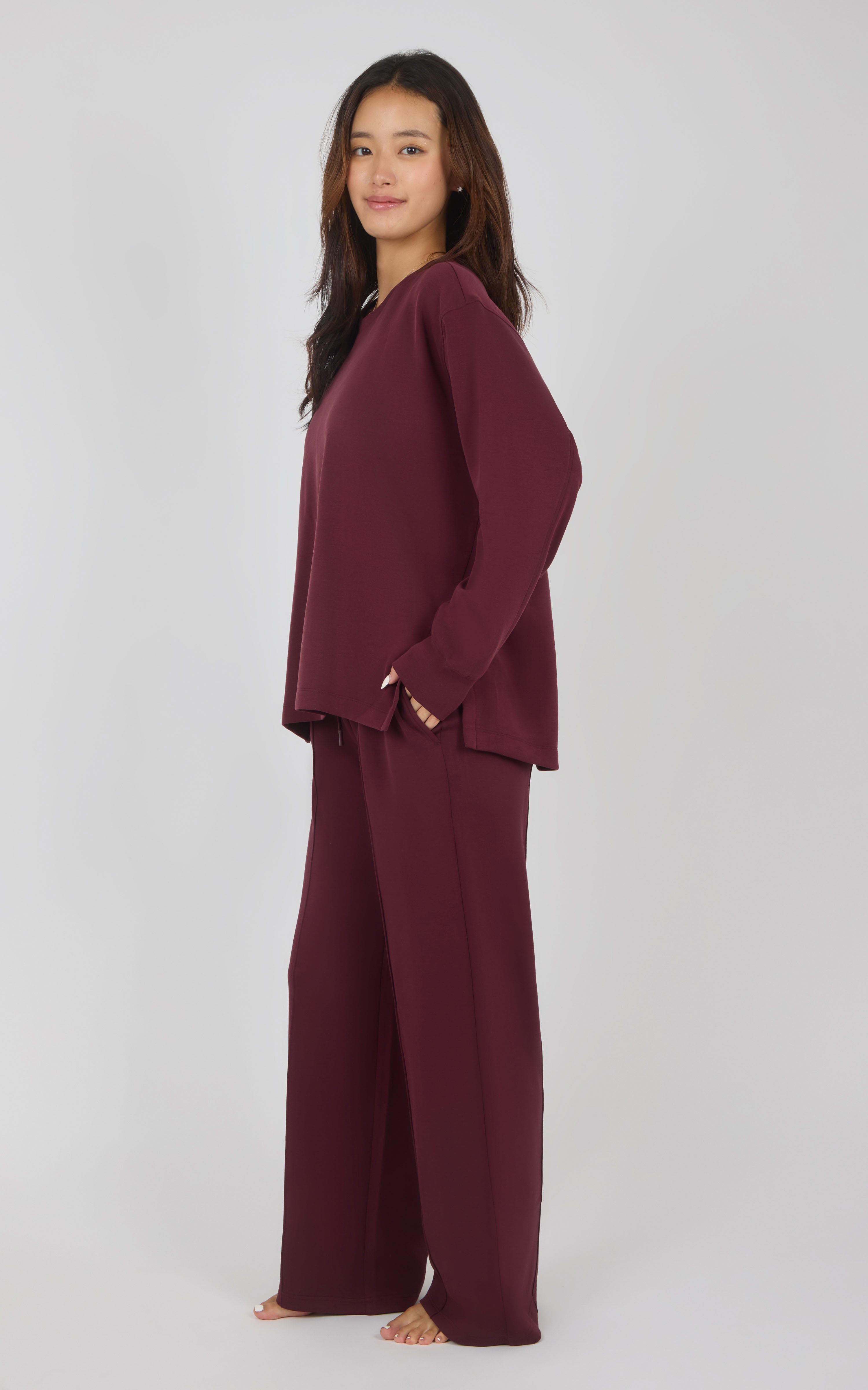 Softlite Fleece Crew Long Sleeve & Timeless Wide Leg Pant Set