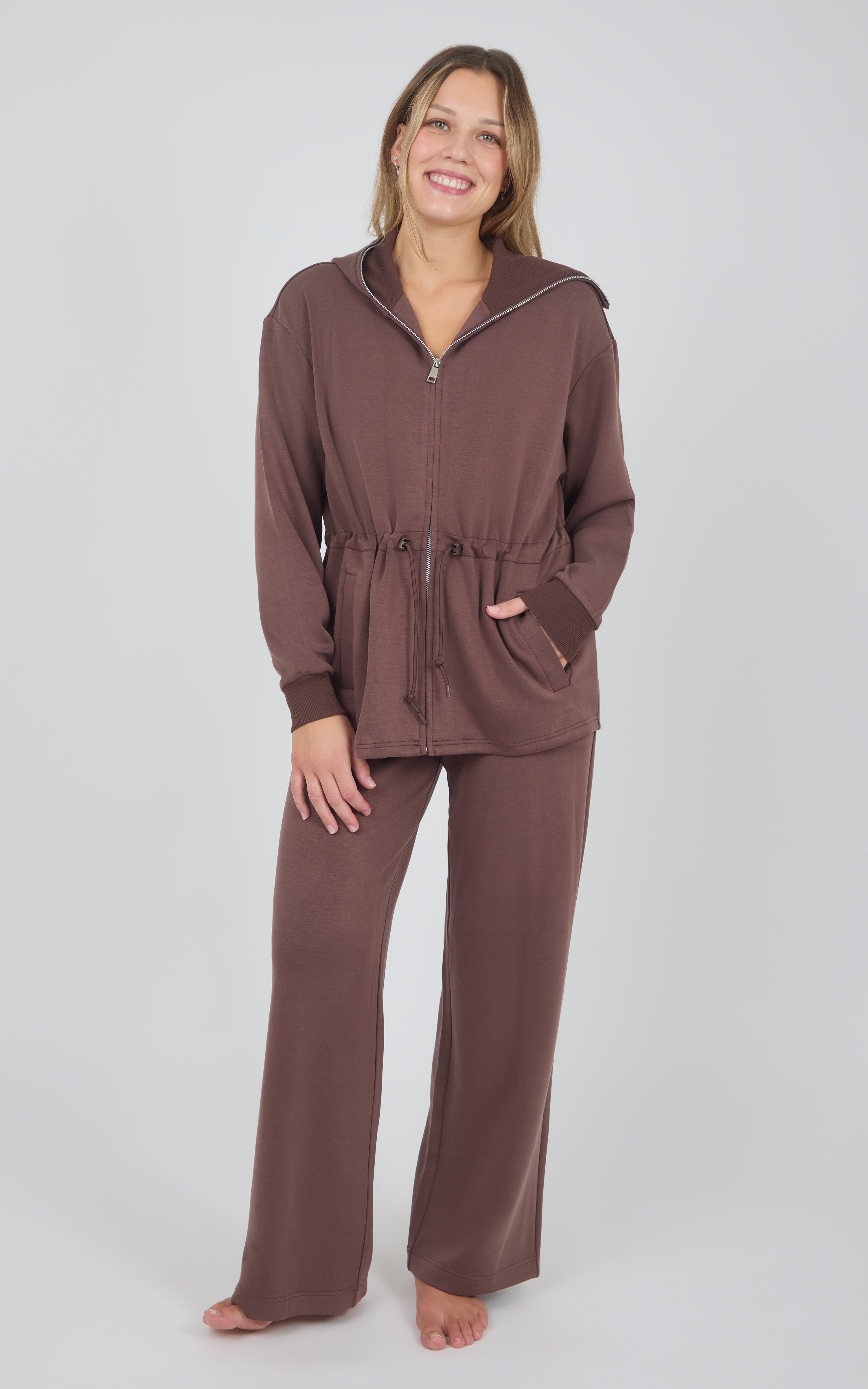 Softlite Fleece Cinched Waist Jacket & Sasha Wide Leg Pant Set