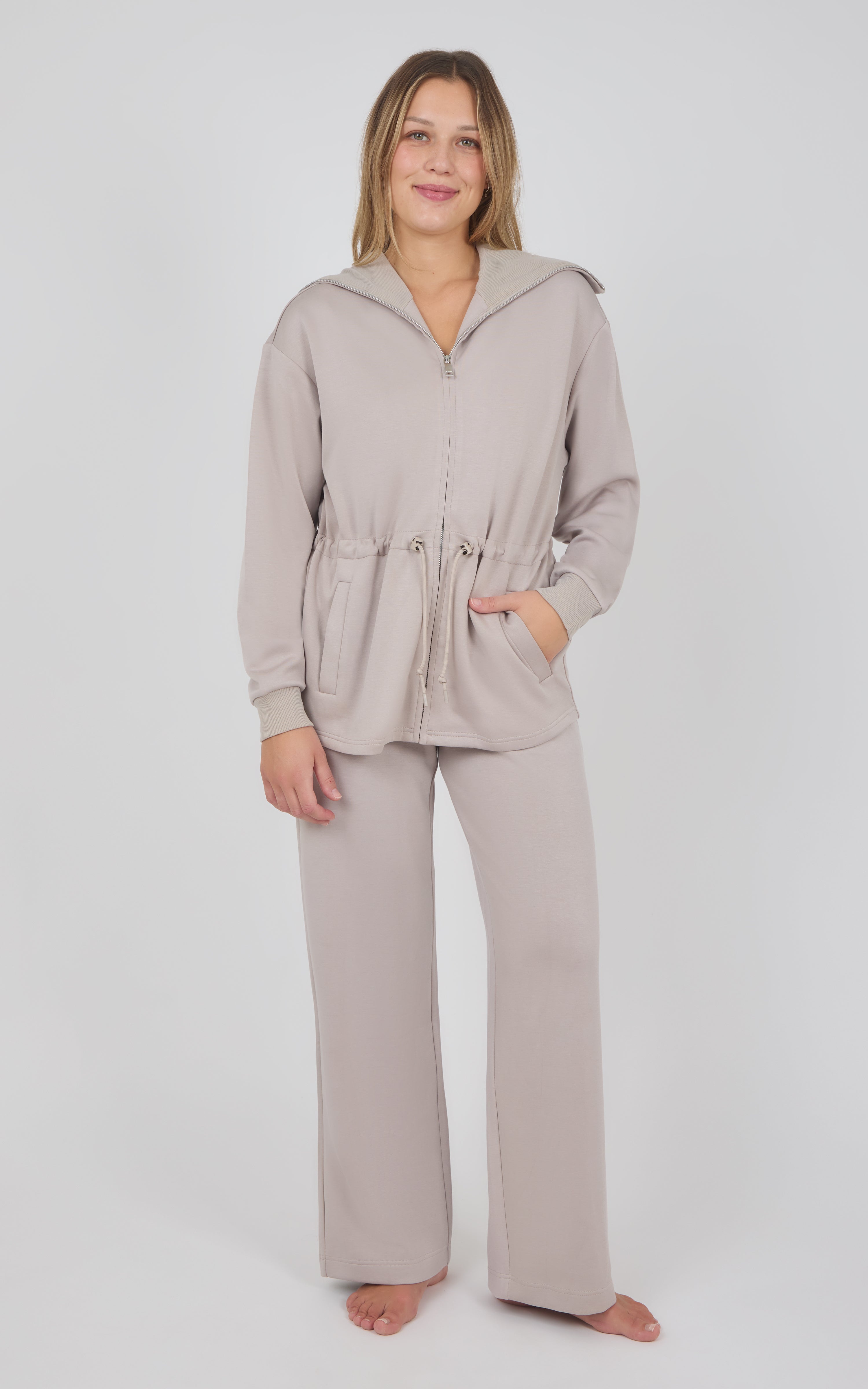 Softlite Fleece Cinched Waist Jacket & Sasha Wide Leg Pant Set