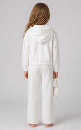 Girls Rhinestone Softlite Full Zip Alba Jacket W Hood And Wide Leg Zaria Pant W Side Pockets And Bag image